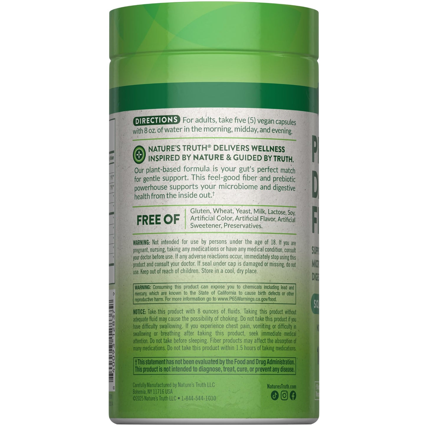 Nature's Truth Prebiotic Fiber Supplement Capsules 100 Count