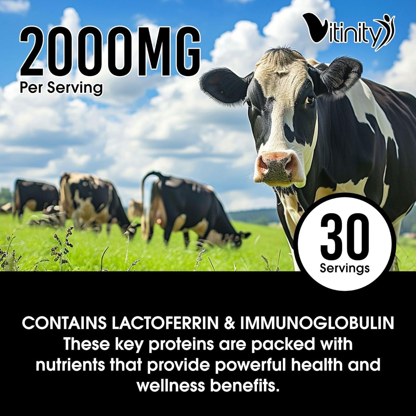 VITINITY Grass Fed Bovine Colostrum Capsules 120 Capsules