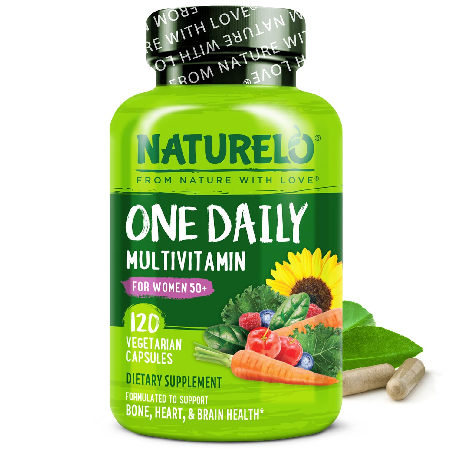Naturelo One Daily Multivitamin for Women 50+ (Iron Free) Capsules 120 Count