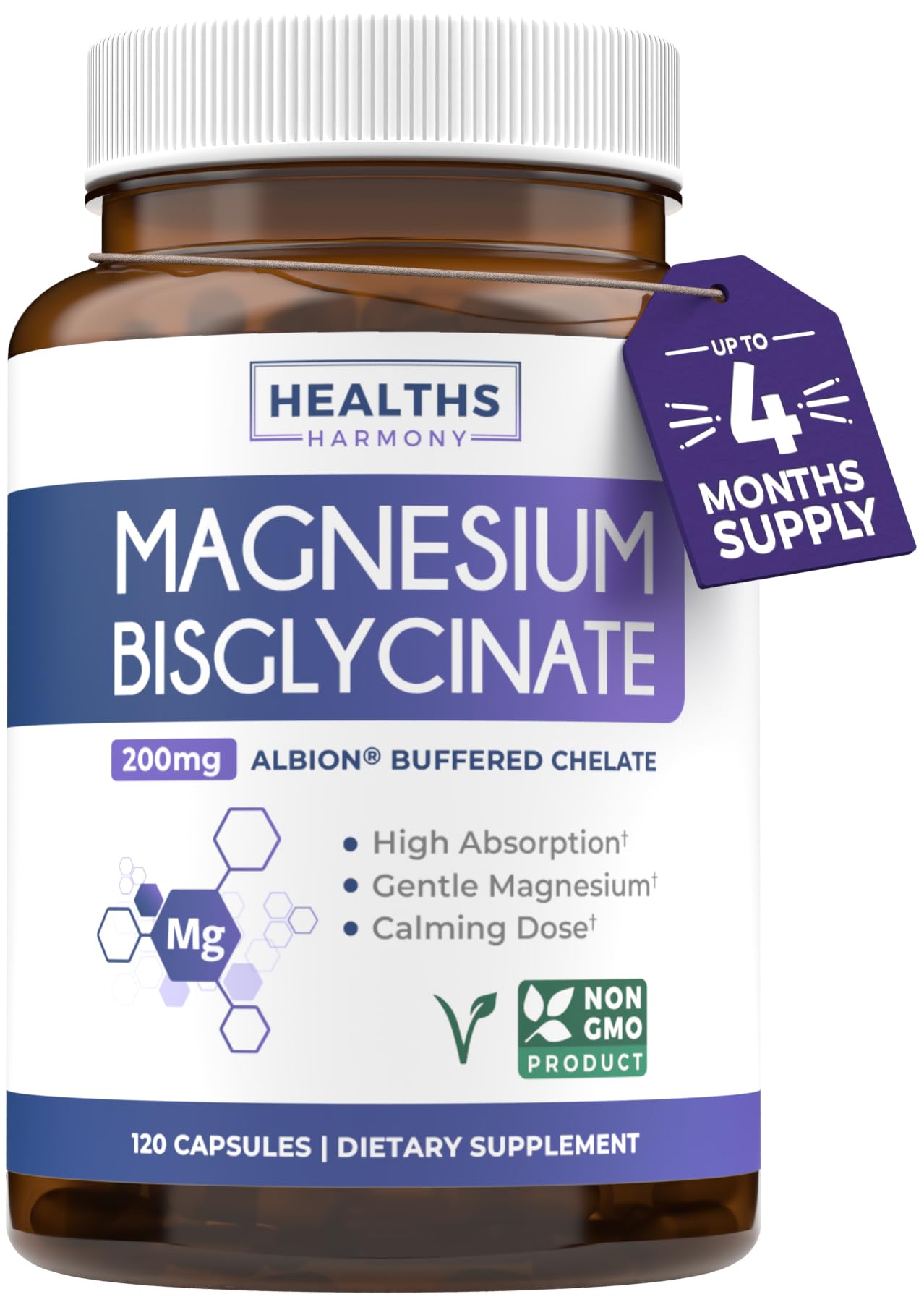 Healths Harmony High Absorption Magnesium Bisglycinate Capsules 120 Count