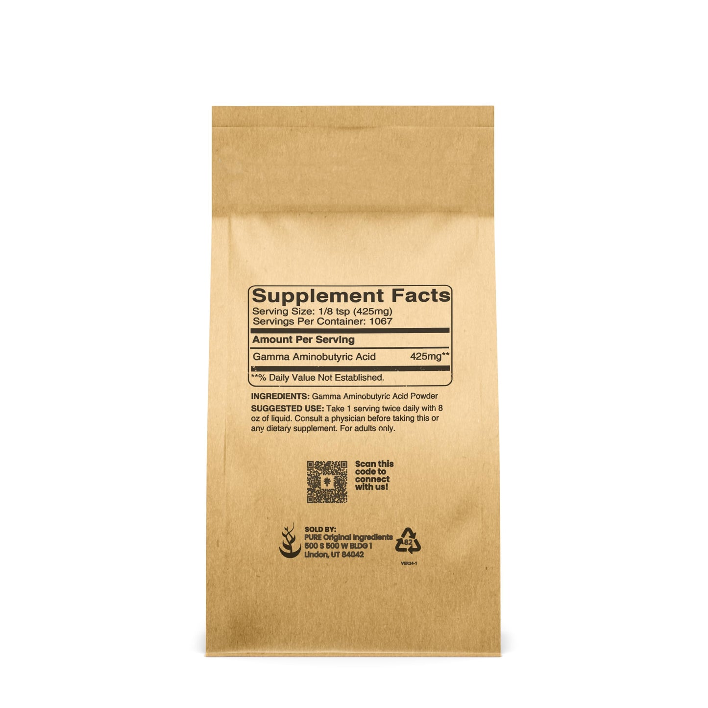 Pure Original Ingredients Gamma Aminobutyric Acid (GABA) Powder, 16 oz