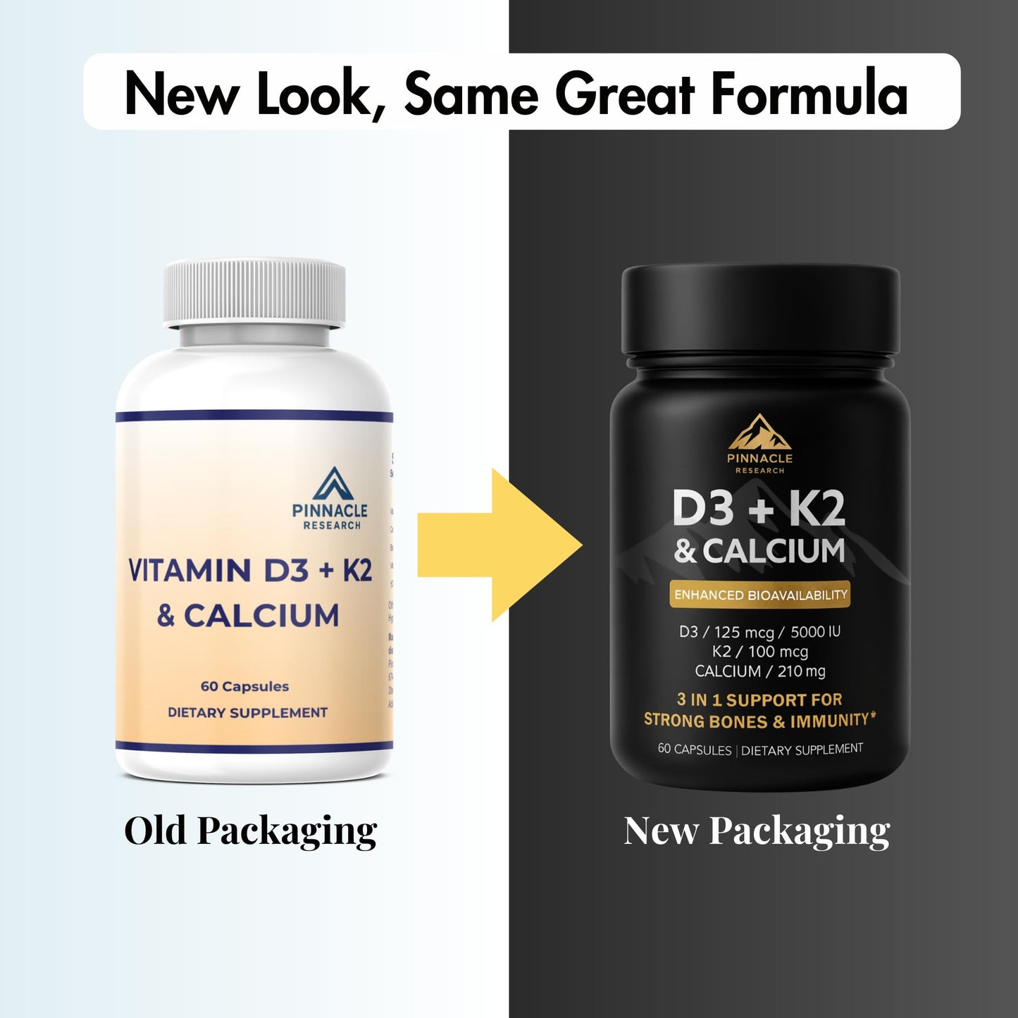 Pinnacle Research Vitamin D3 K2 Calcium 5000 IU Capsule, 60 Count