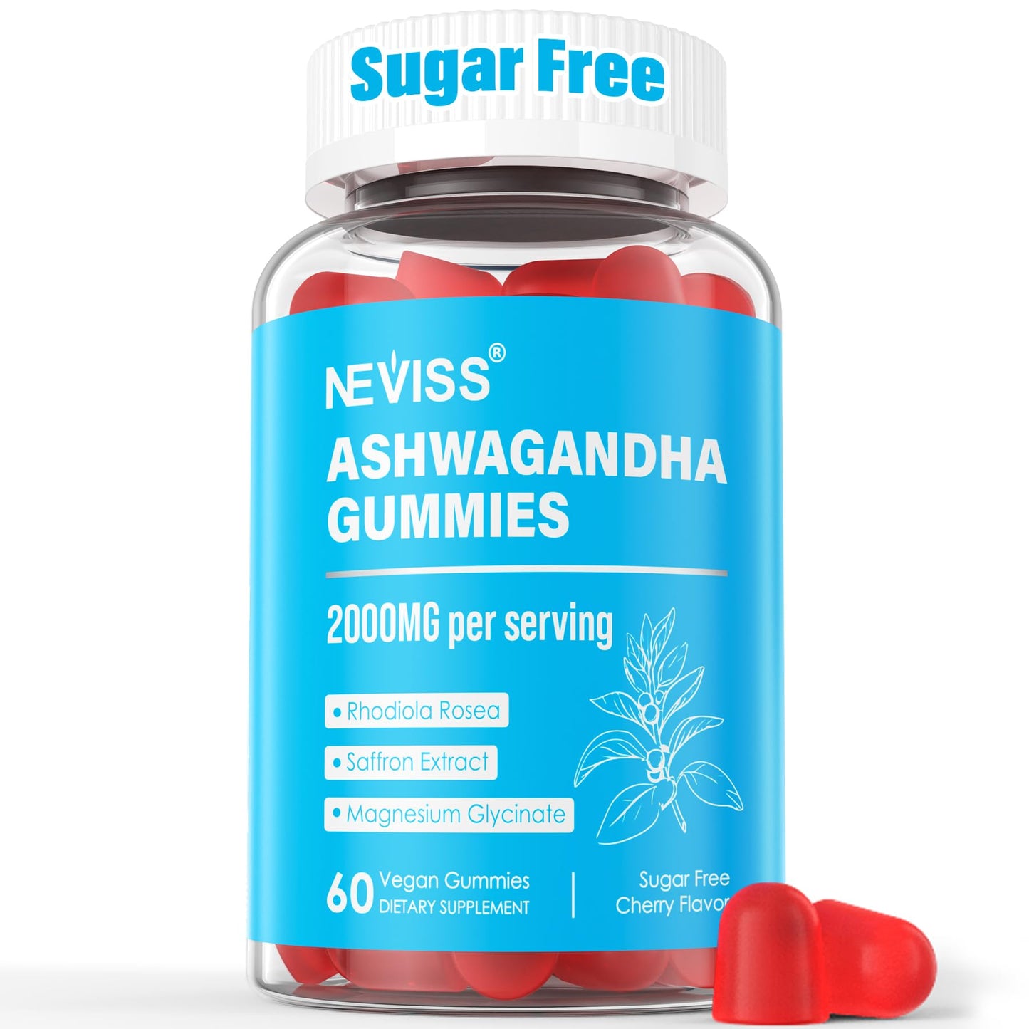 NEVISS Sugar Free Ashwagandha Gummies 60 Count