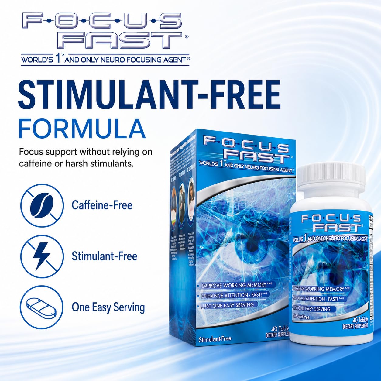 Focus Fast Brain Supplement Tablet - 40 Count