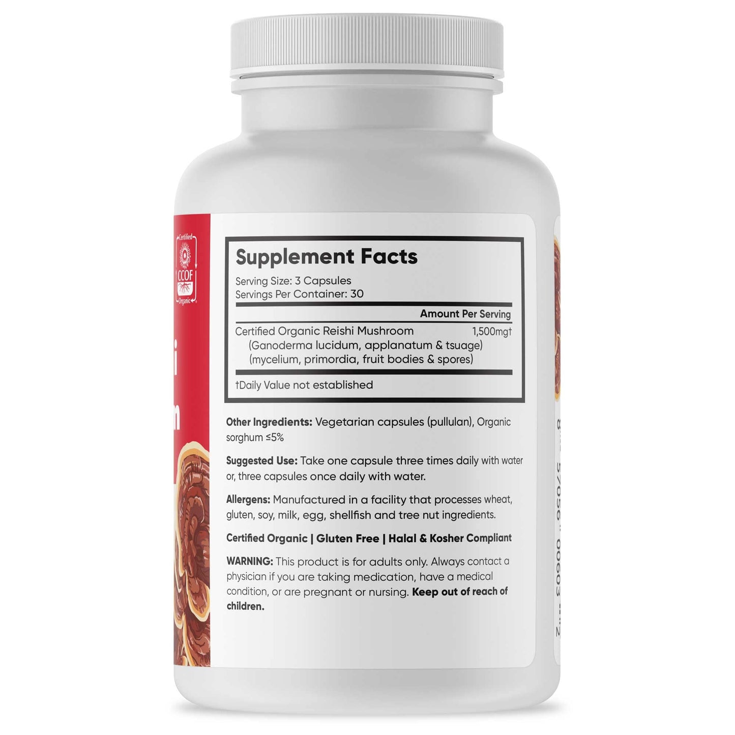 Brain Forza Organic Red Reishi Mushroom Capsules, 90 Count