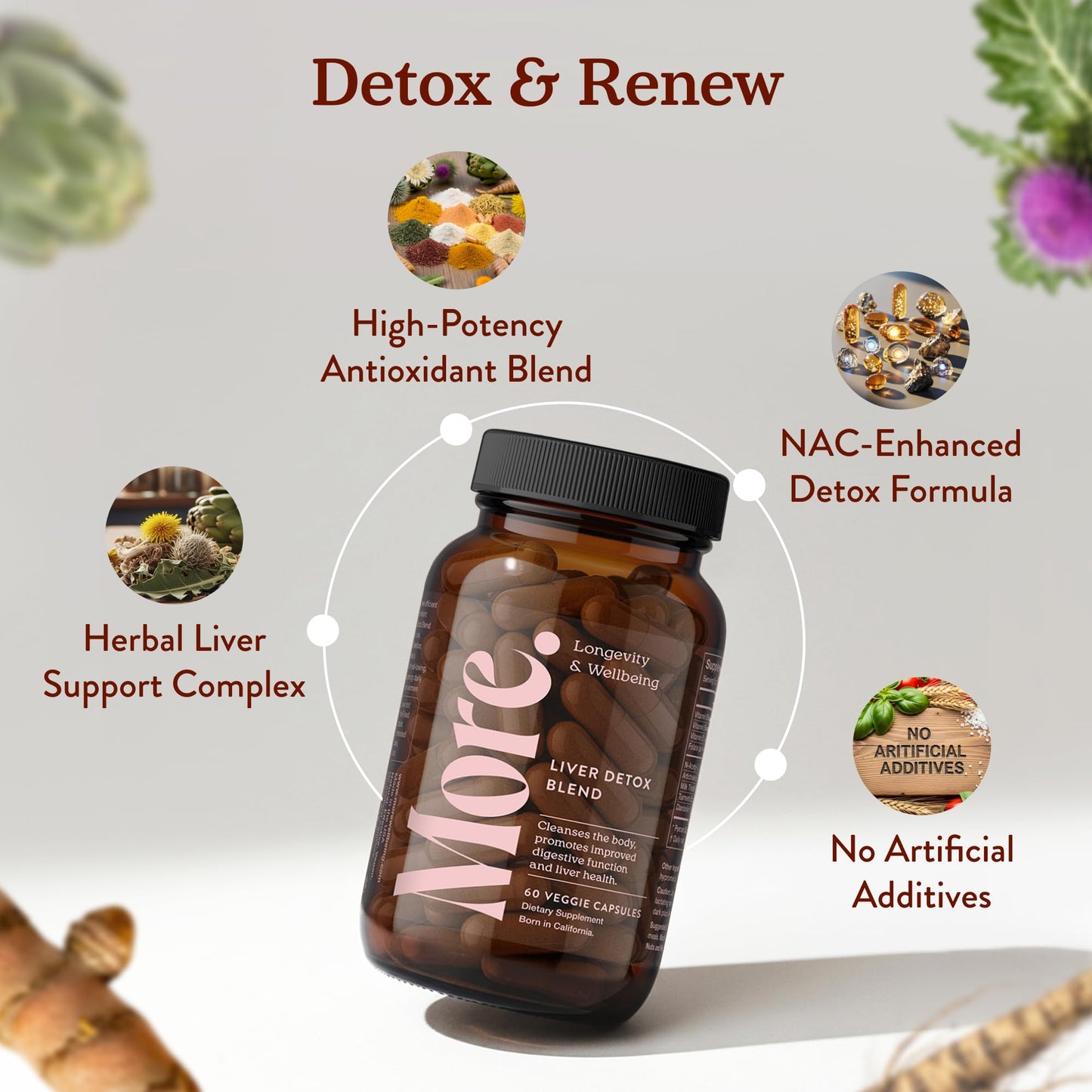 More. Longevity & Wellbeing Liver Cleanse Detox & Repair – Potent Extract-Based Liver Support Supplement w/Antioxidants & Amino Acids – Dose for Your Liver, Liver Health – No Filler, 60 Capsules