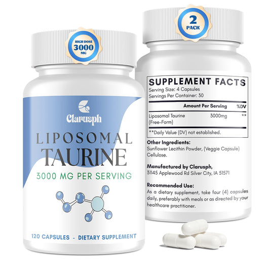 Clarusph Liposomal Taurine 3000mg Capsules, 240 Count