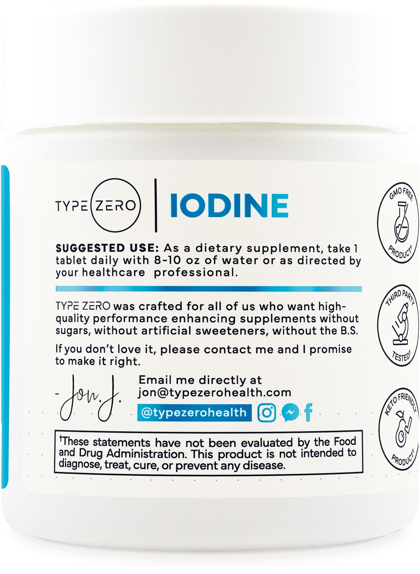 Type Zero Clean Iodine Tablets Powder, 1 Ounce
