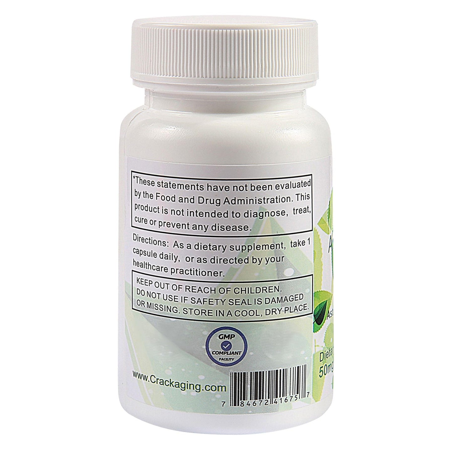 Crackaging Astragaloside IV 98% 50mg Astragalus Root Supplements Capsules, 30 Count
