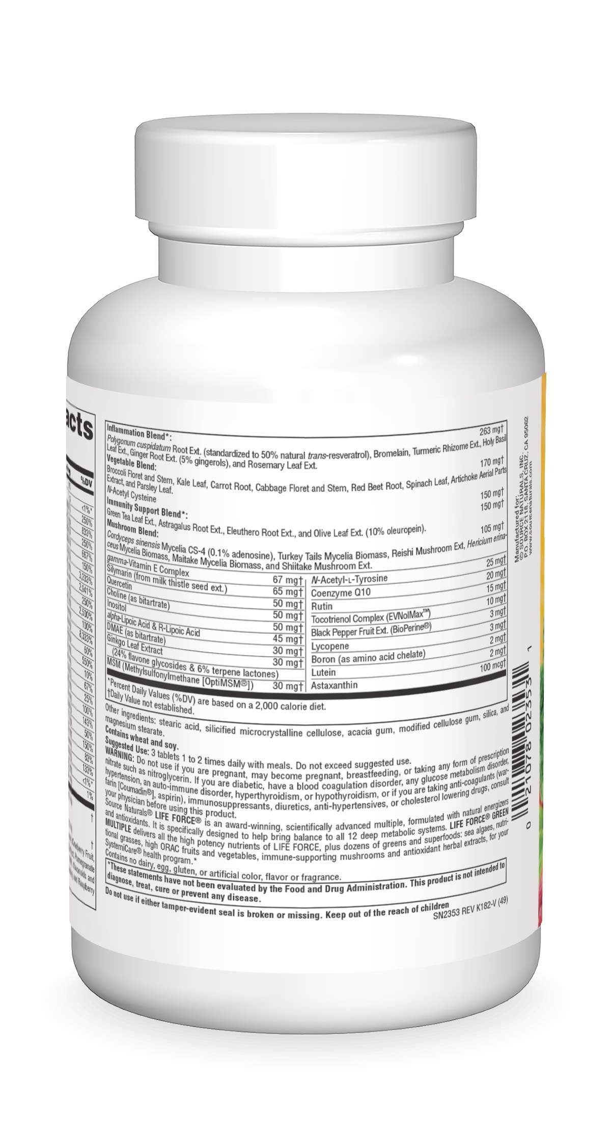 Source Naturals Life Force Green Multiple Energy Activator with Superfoods, 180 Tablets