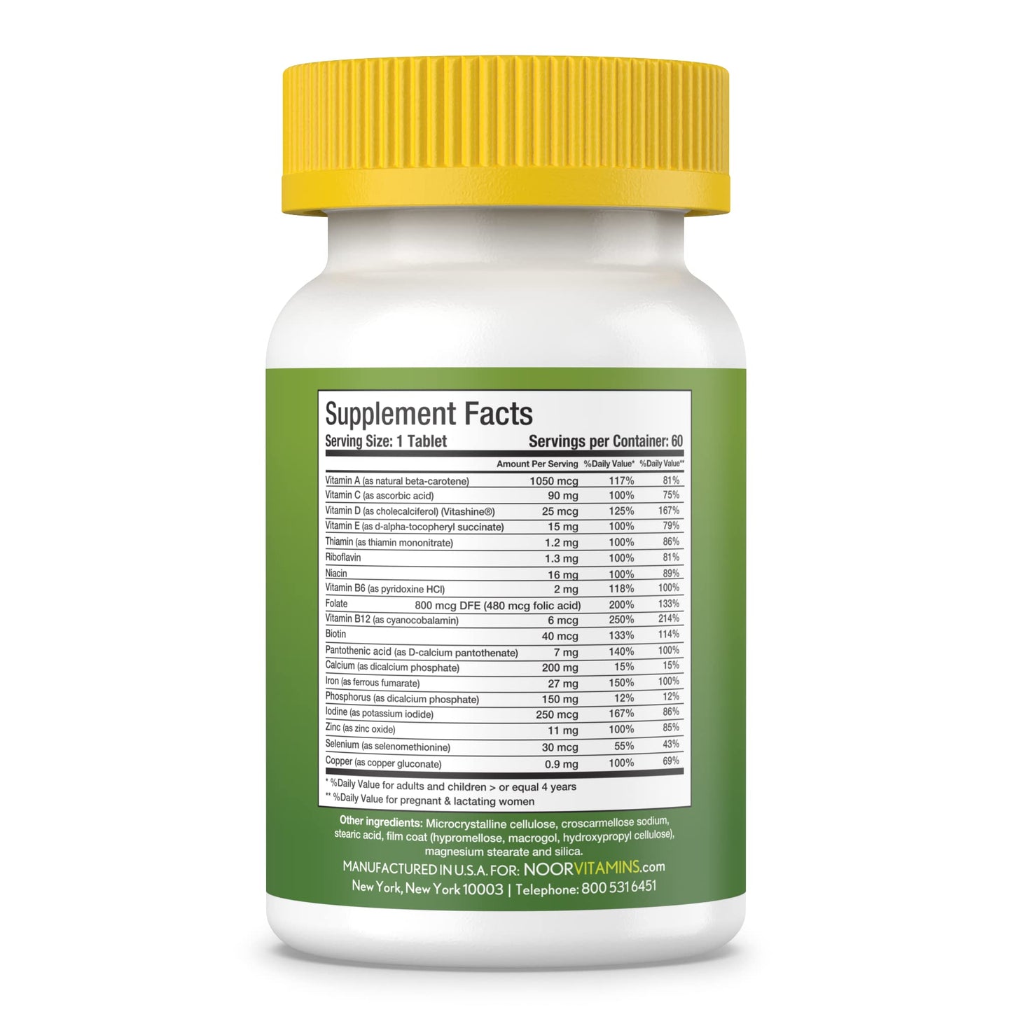 Noor Vitamins Halal Women's Multivitamin & Mineral Once Daily Vitamin Supplement Capsule, 60 Count