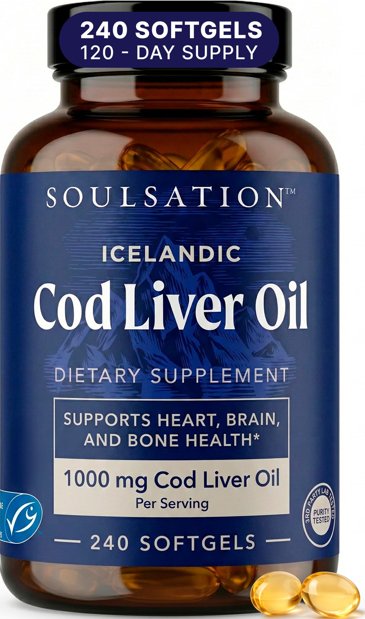 SOULSATION Icelandic Cod Liver Oil Capsule, 240 Capsules