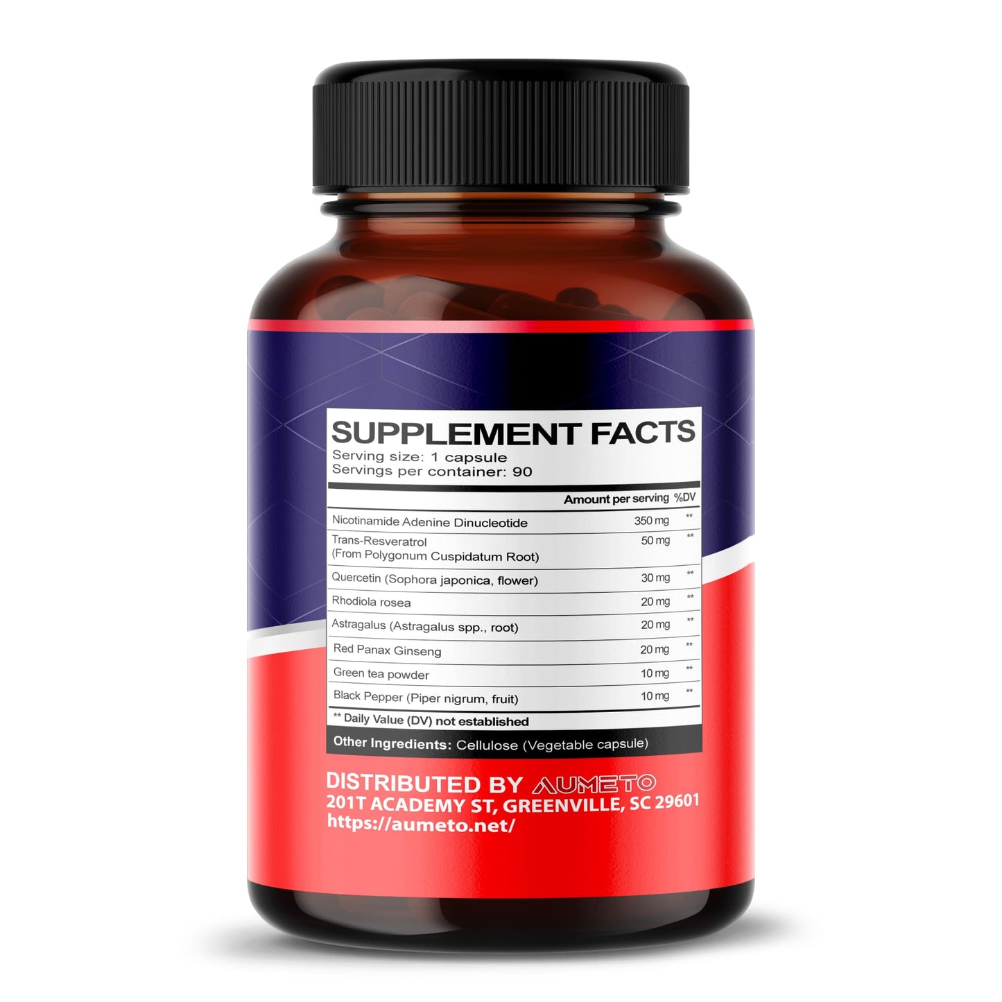 AUMETO NAD+ 350mg with Trans-Resveratrol, Quercetin & Rhodiola Capsules, 150 Count