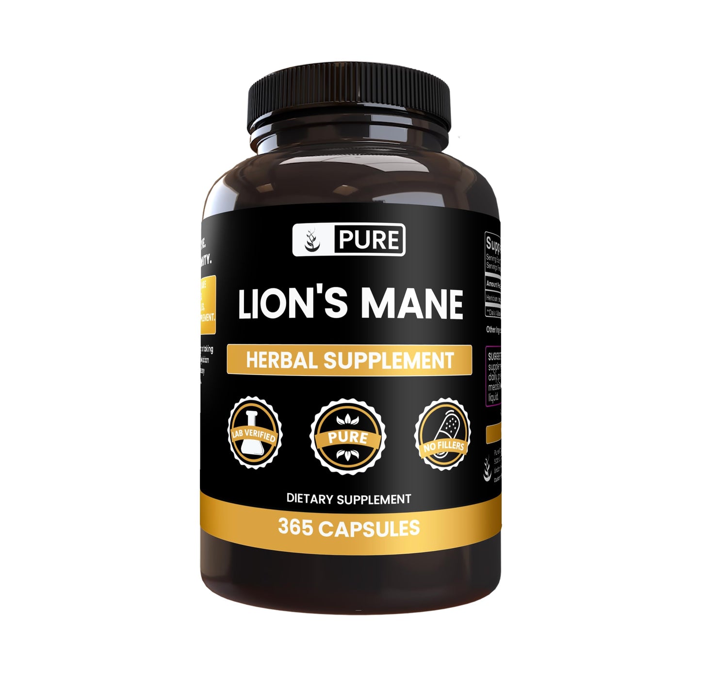 PURE ORIGINAL INGREDIENTS Lion's Mane Capsules 365 Capsules