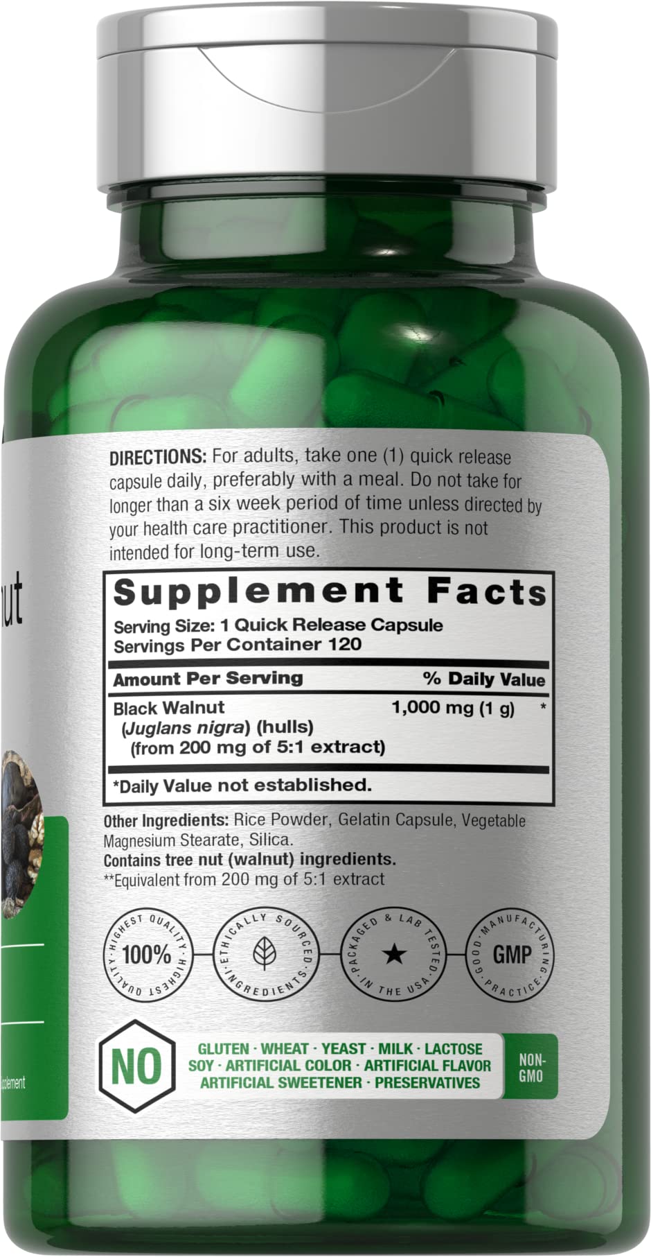 Horbäach Black Walnut Hulls 120 Capsules