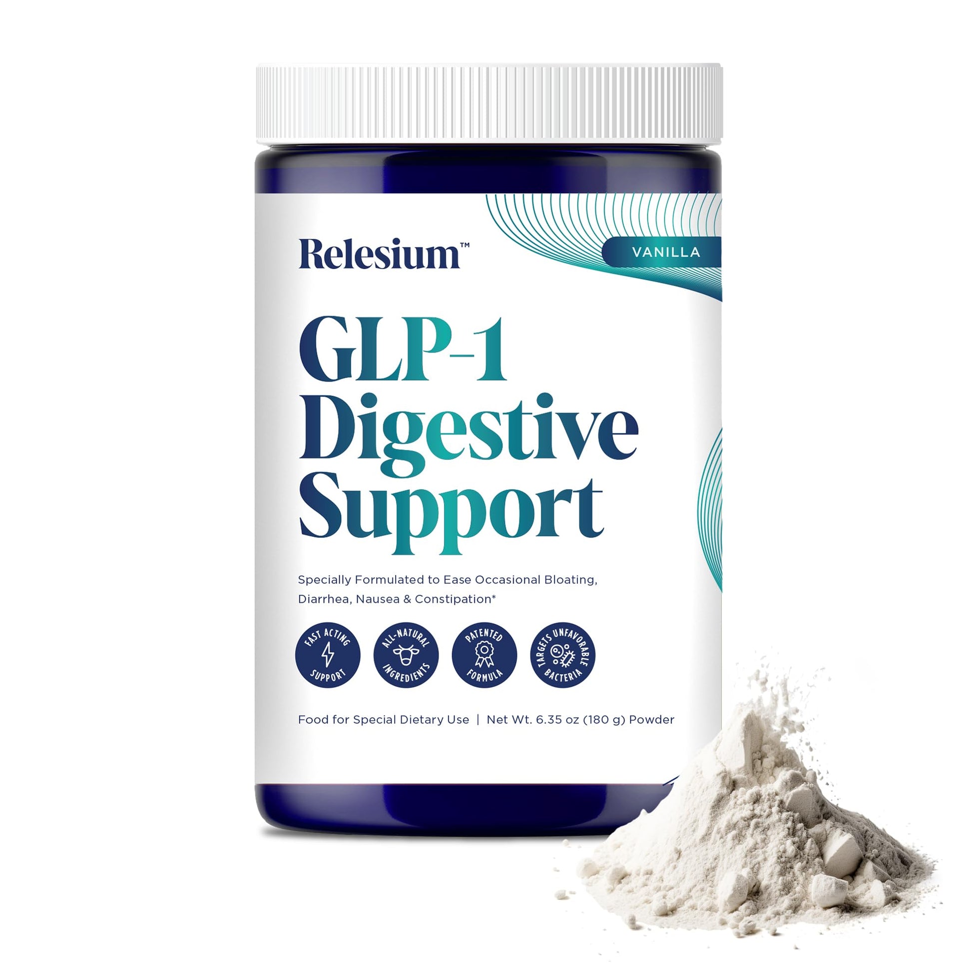 Relesium GLP-1 Digestive Health Support Powder 6.35 Ounce (Pack of 1)