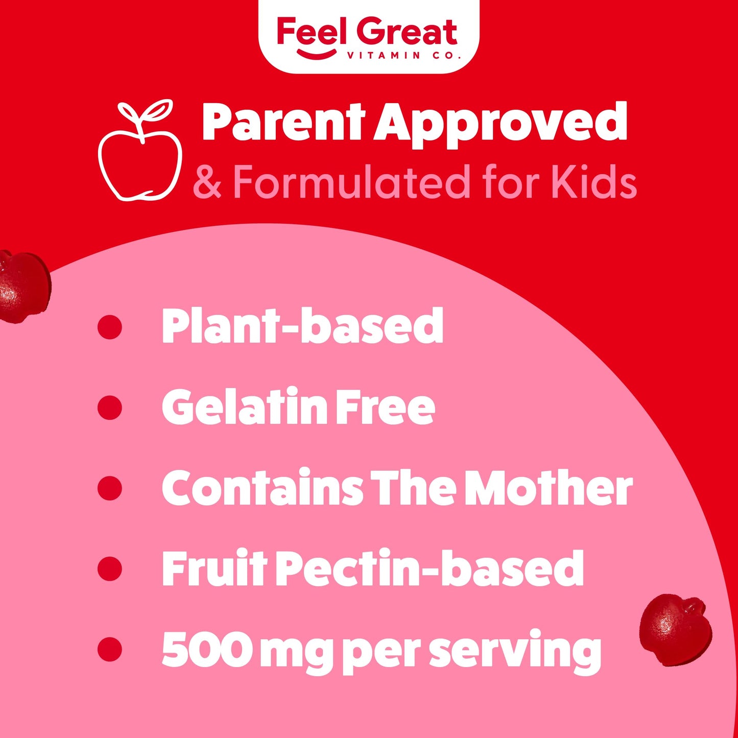 The Feel Great Vitamin Company Apple Cider Vinegar Gummies for Kids 60 Count