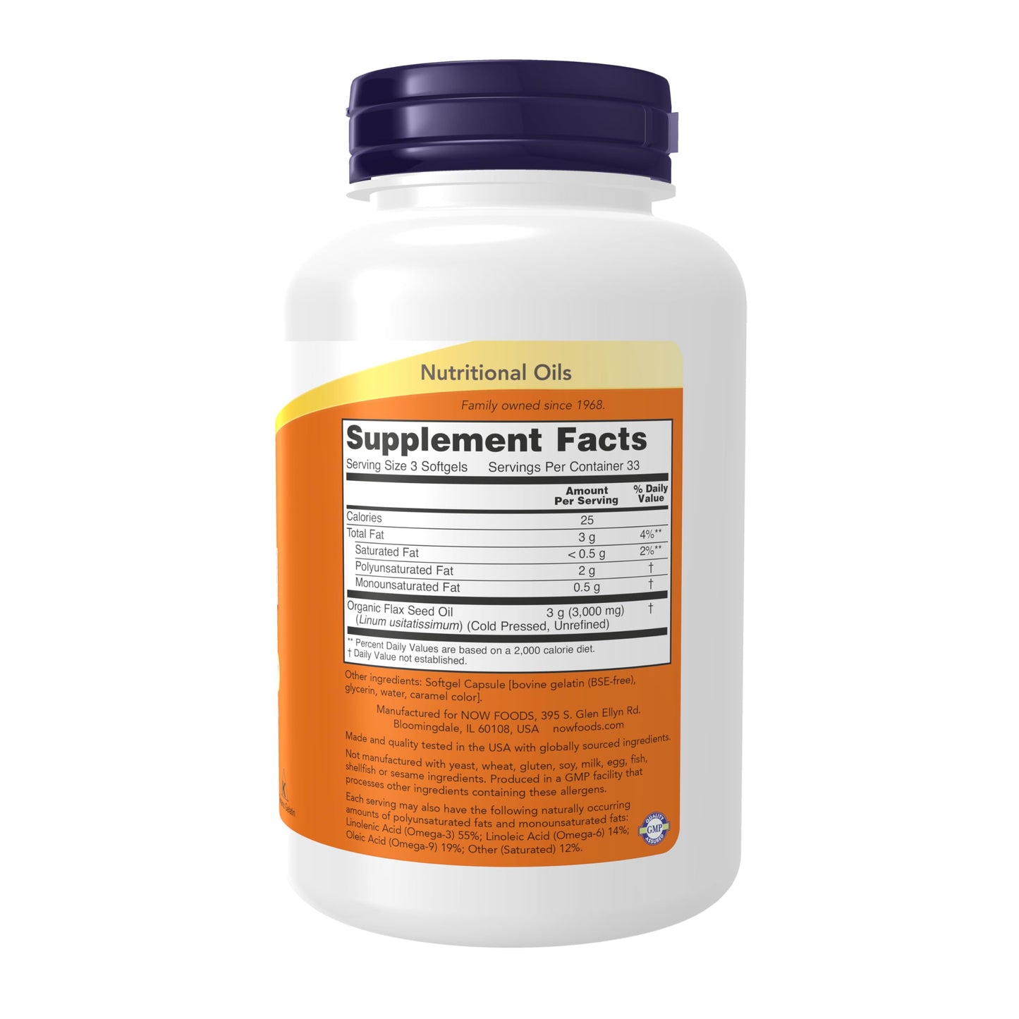 NOW Foods Flax Oil 1000 mg Softgels, 100 Softgels