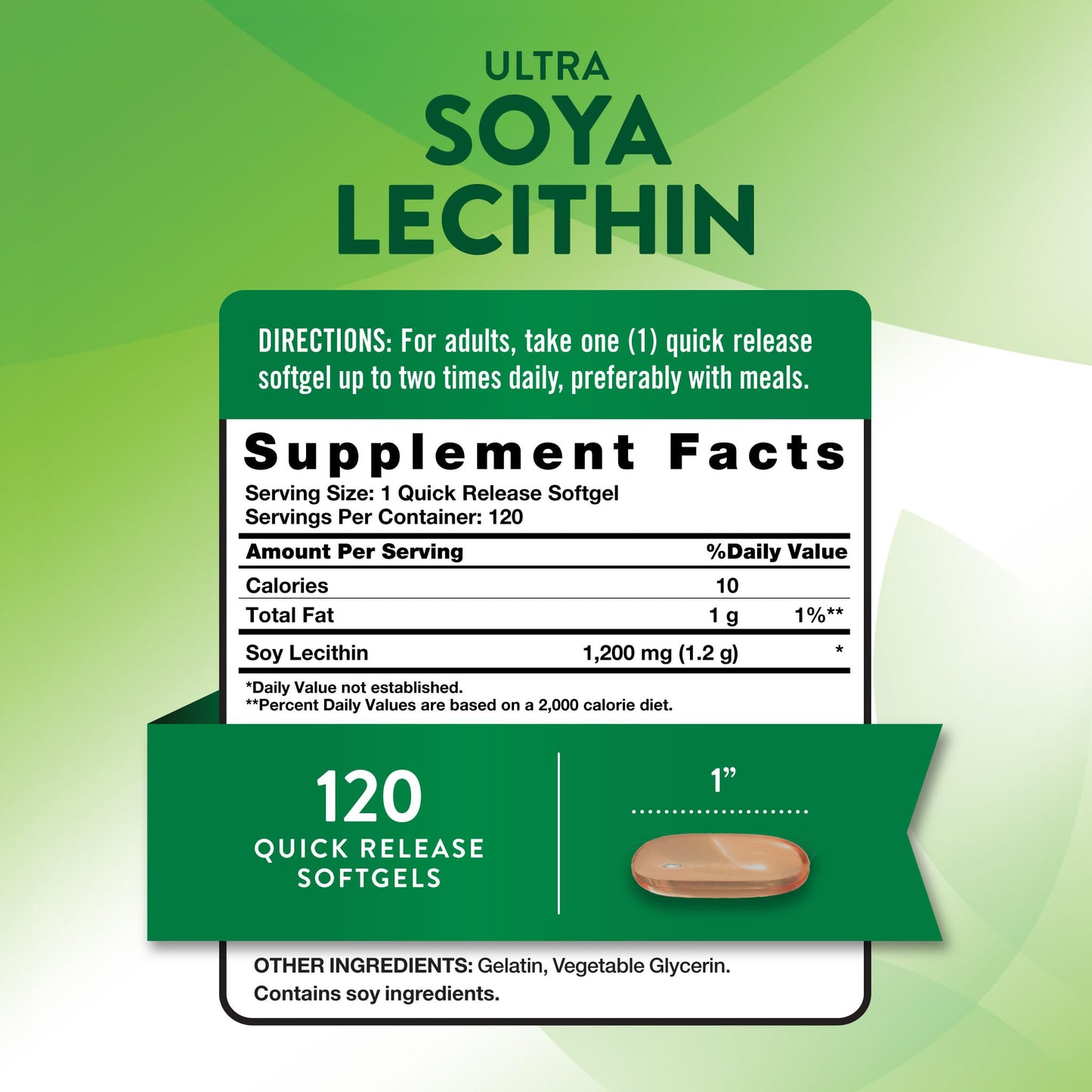Nature's Truth Ultra Soy Lecithin 1200 mg Softgel, 120 Softgels