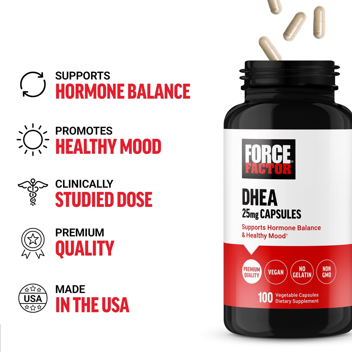 Force Factor DHEA 25mg Capsule, 100 Vegetable Capsules