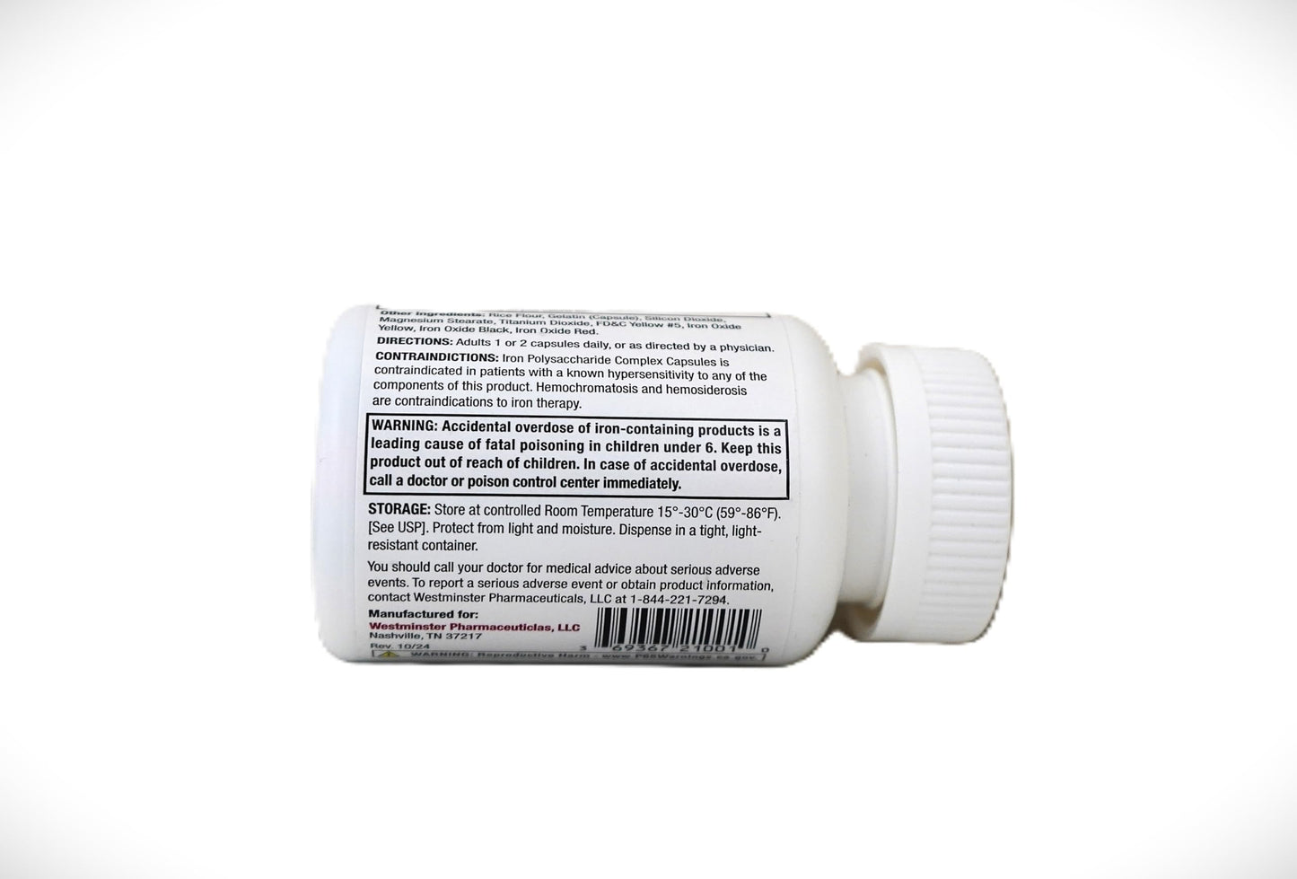 Westminster Pharmaceuticals Iron Polysaccharide Complex Capsules 150mg Elemental Iron Supplement, 100 Count