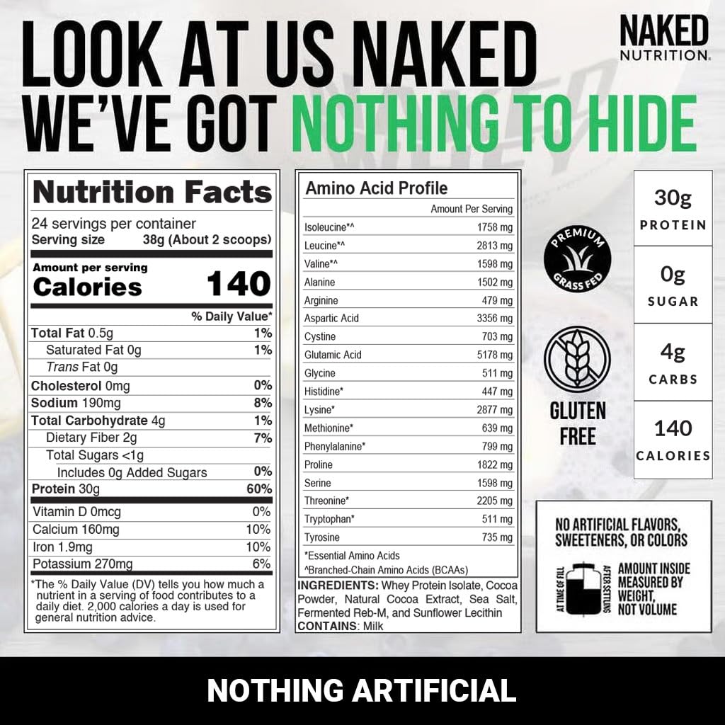NAKED Chocolate Whey Isolate Protein Powder 32 Servings