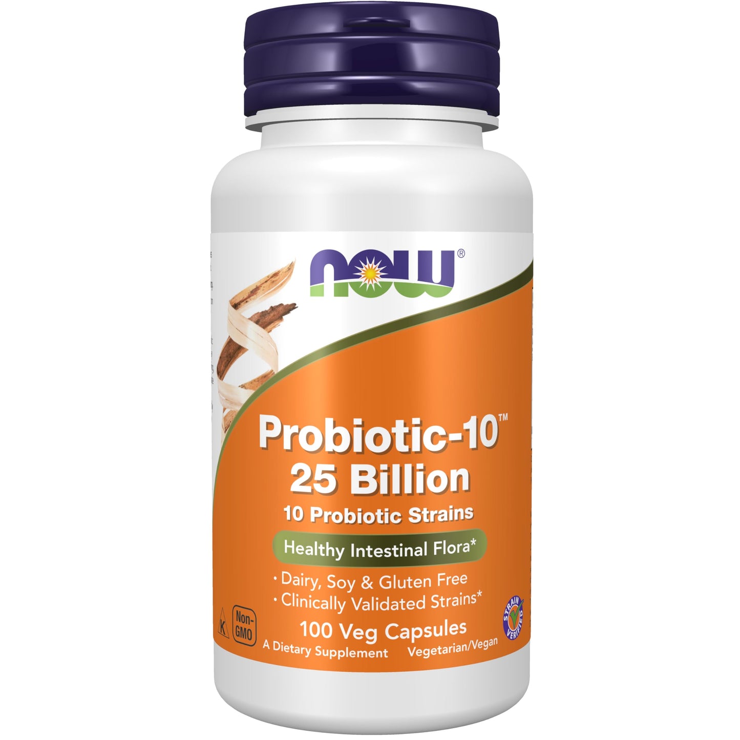 NOW Foods Probiotic-10 25 Billion with 10 Probiotic Strains Veg Capsules, 100 Capsules