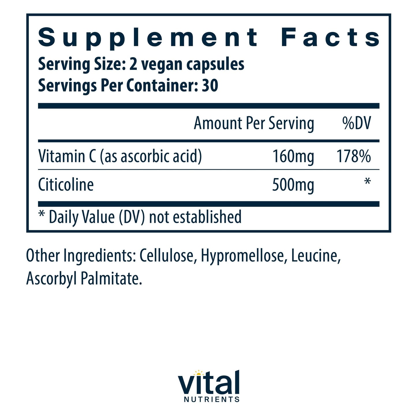 Vital Nutrients Citicoline - Mental Focus and Attention 60 Count Capsules