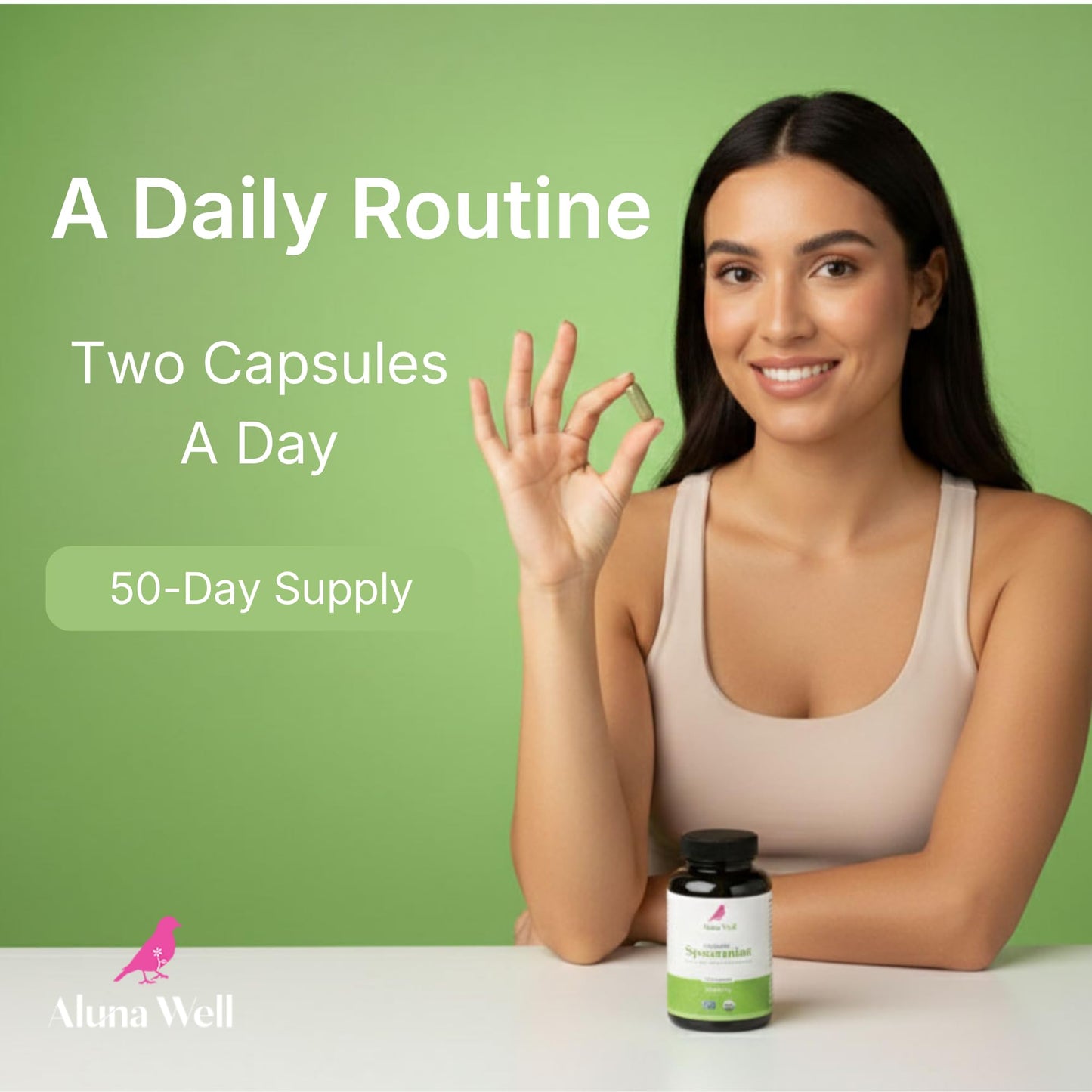Aluna Well Organic Spearmint Capsules 1000mg, 1 Capsule