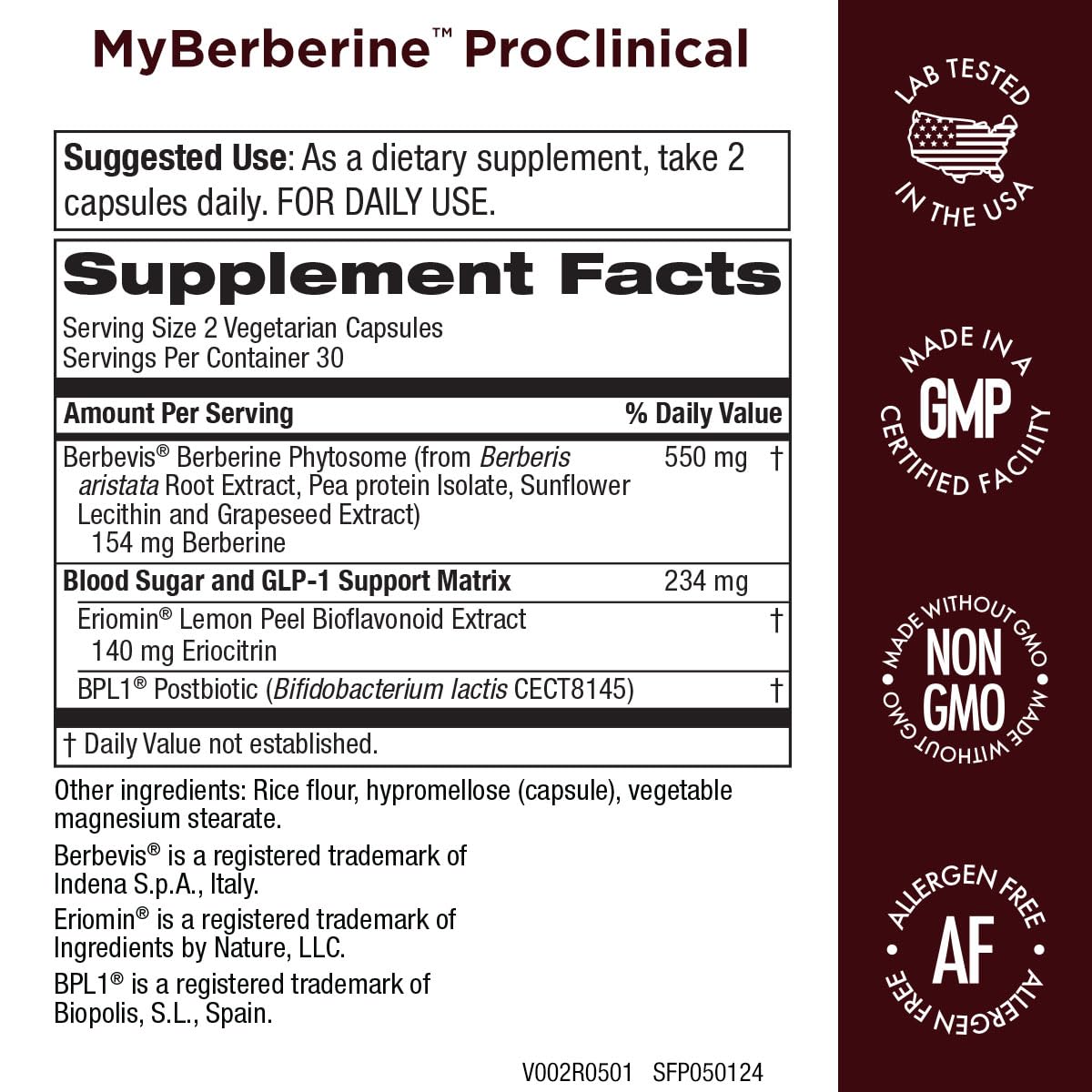 Purity Products MyBerberine ProClinical 9.6X More Bioavailable Than Ordinary Berberine - GLP-1 Support 60 Capsules
