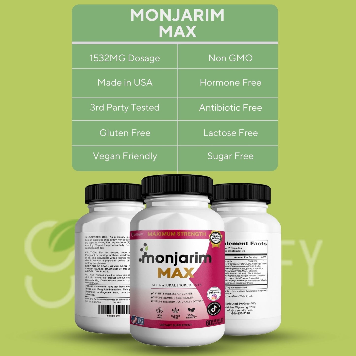 GREENVIFY Monjarim Max Dietary Supplement Capsule, 60 Capsules