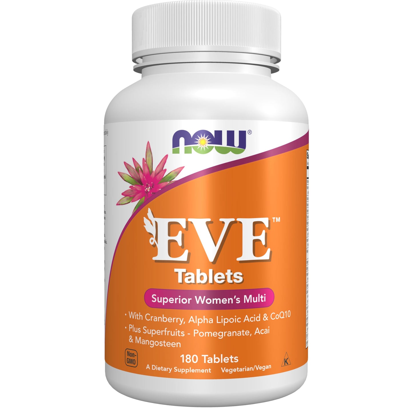 NOW Foods Eve™ Women's Multivitamin with Cranberry, Alpha Lipoic Acid and CoQ10, plus Superfruits - Pomegranate, Acai & Mangosteen, 180 Tablets