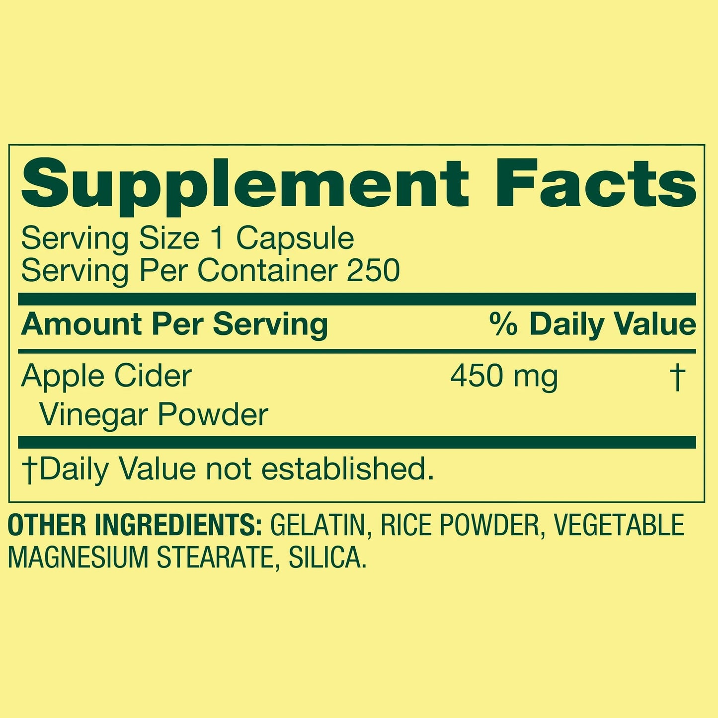 SUREFECT Apple Cider Vinegar 450 mg Capsules, 250 Count