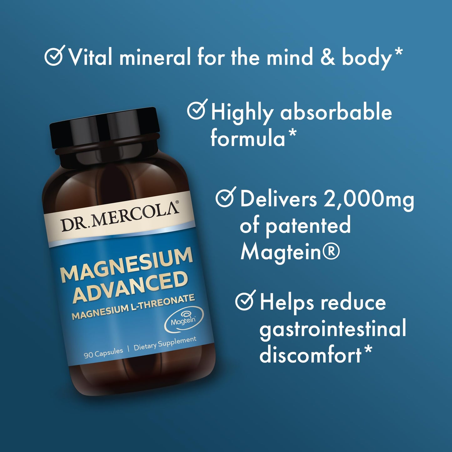 Dr. Mercola Magnesium L-Threonate Supplement Capsules 90