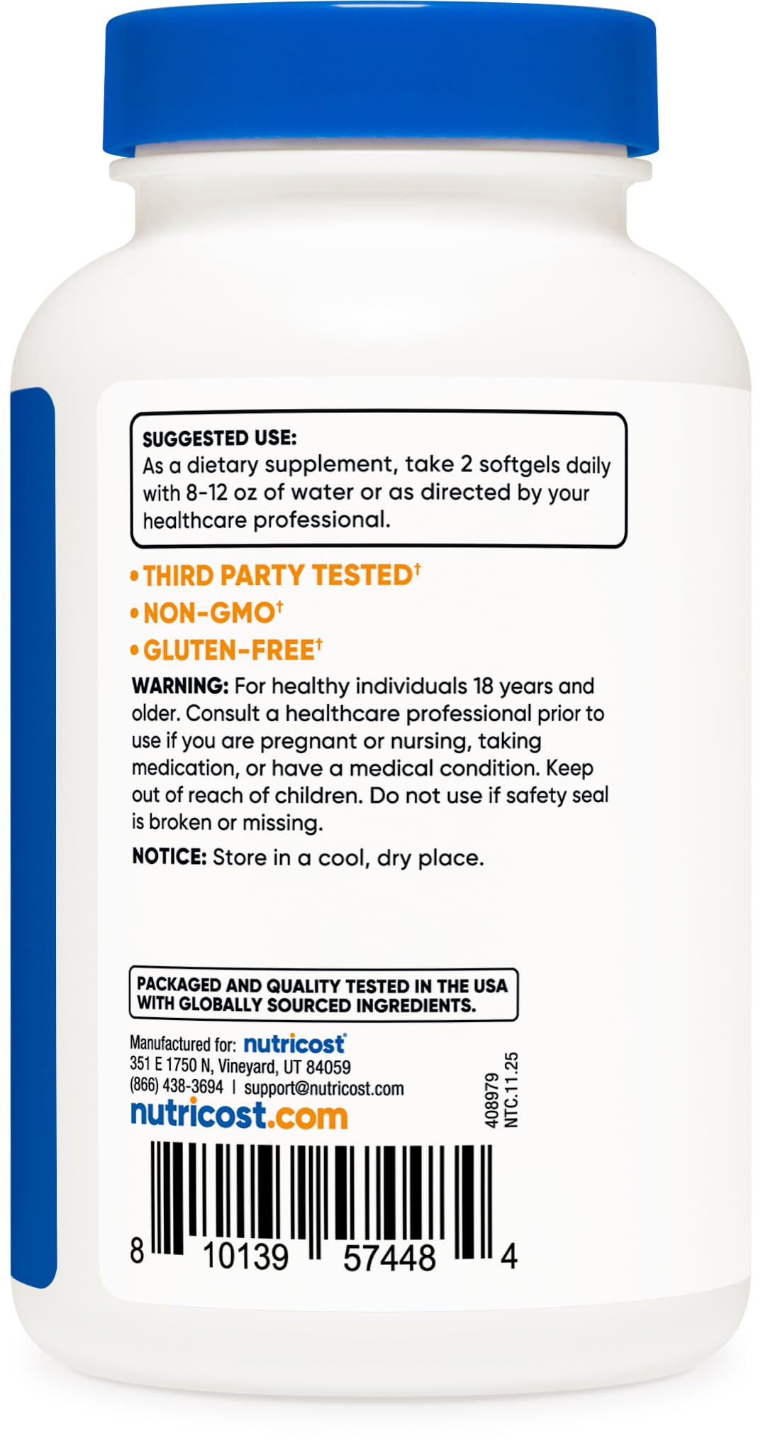 Nutricost Caprylic Acid 1200mg Softgel, 120 Count