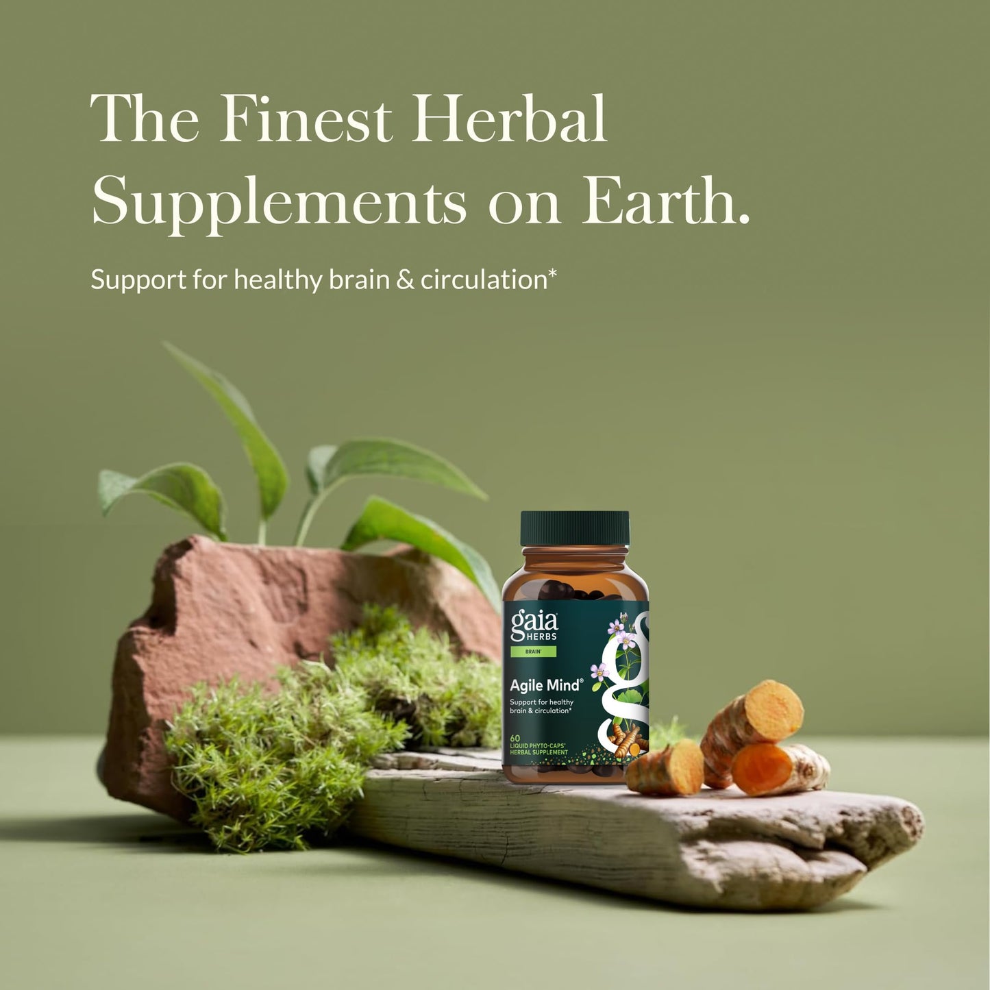 Gaia Herbs Agile Mind Brain Support Herbal Supplements Capsule 60 Count