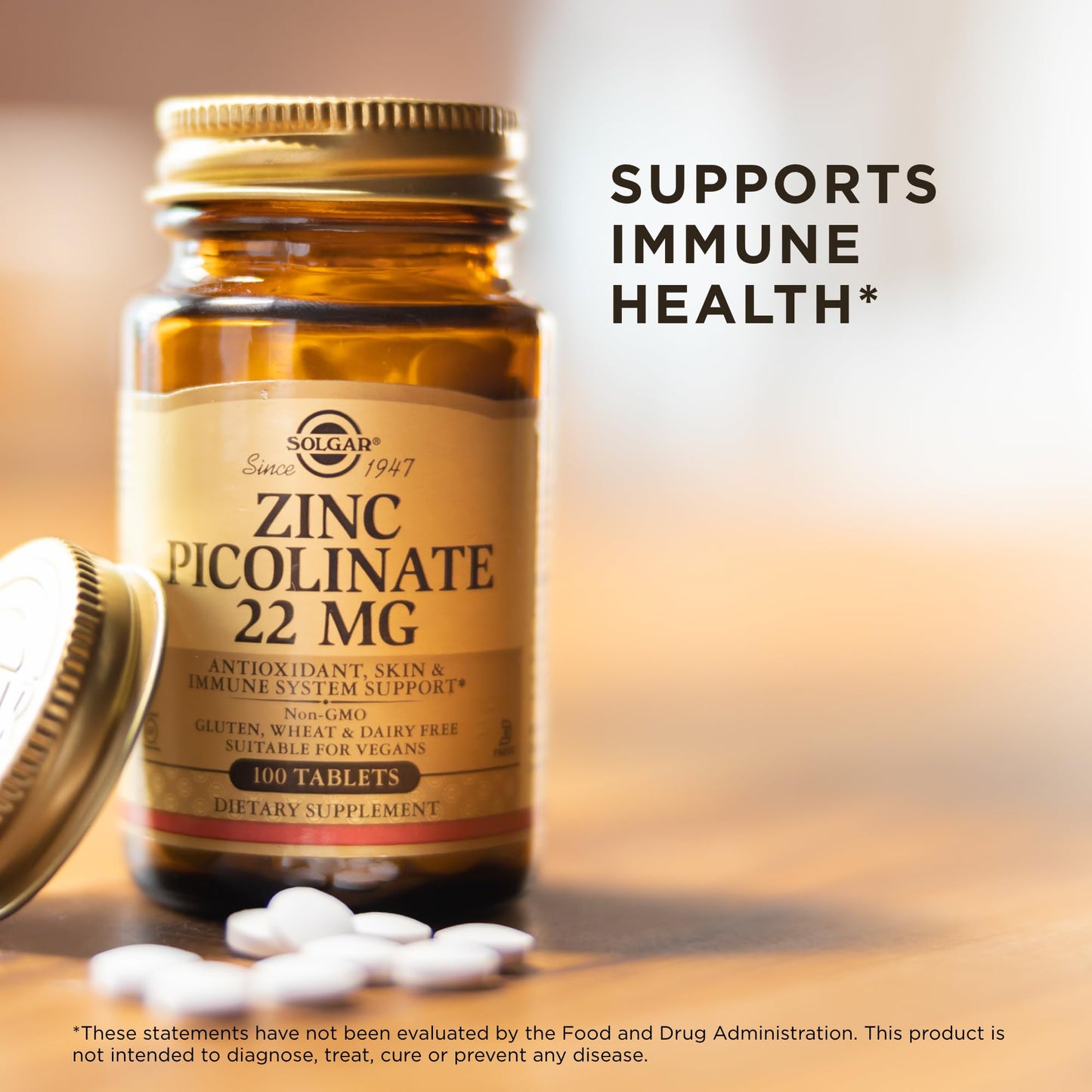 Solgar Zinc Picolinate 22 mg Tablets, 300 Count