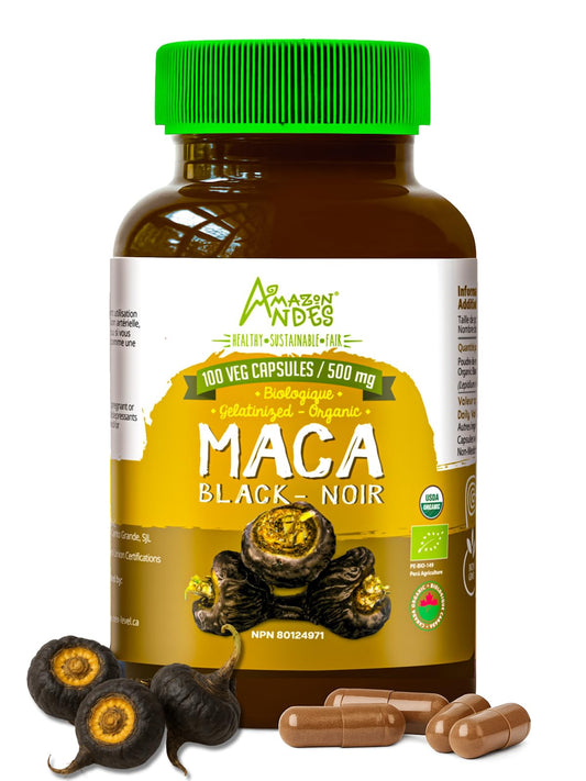 Amazon Andes Healthy Sustainable Fair Black Maca Root Capsules 100 Count