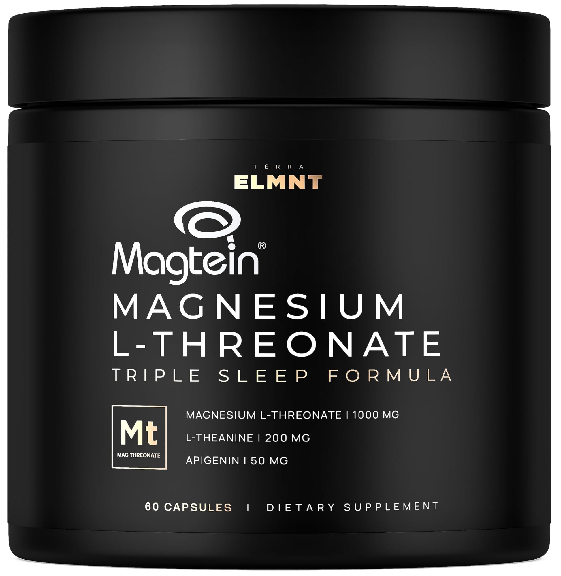 TERRA ELMNT Triple Sleep Magnesium L-Threonate with Apigenin, Theanine & Magtein, 50 Capsules