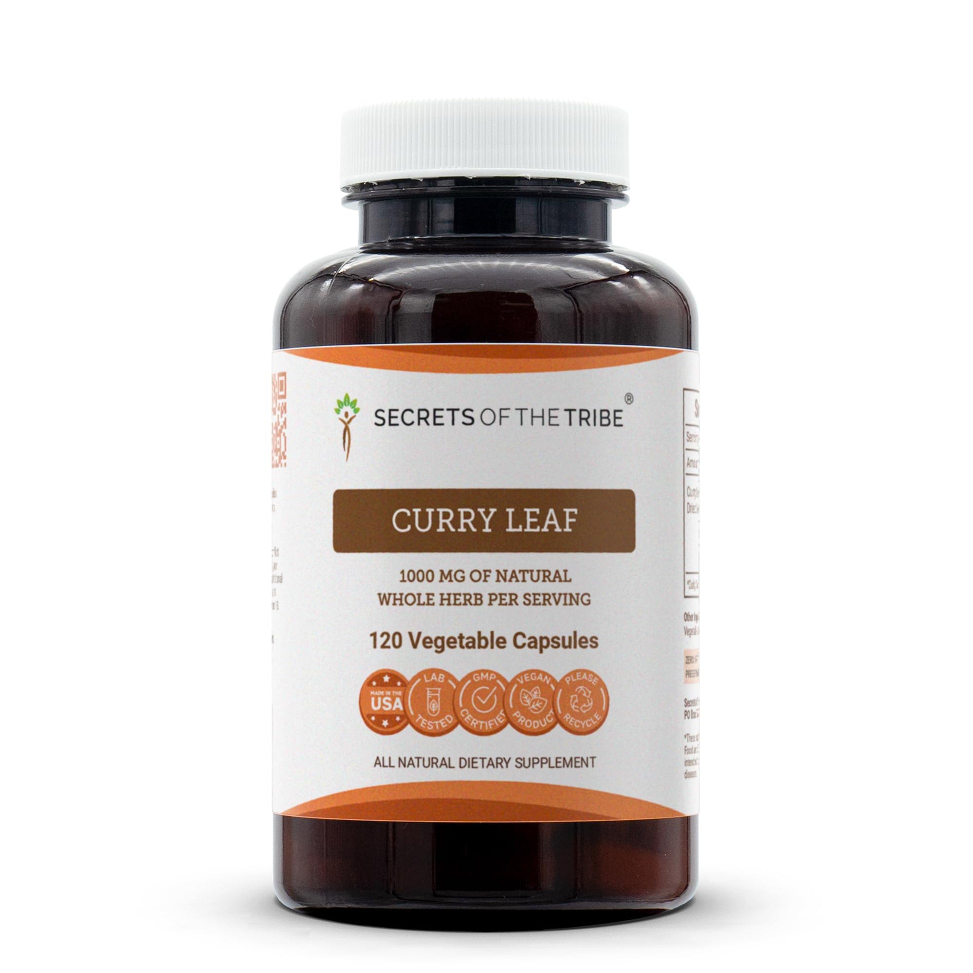 Secrets of the Tribe Curry Leaf 1000 mg Capsules, 120 Count