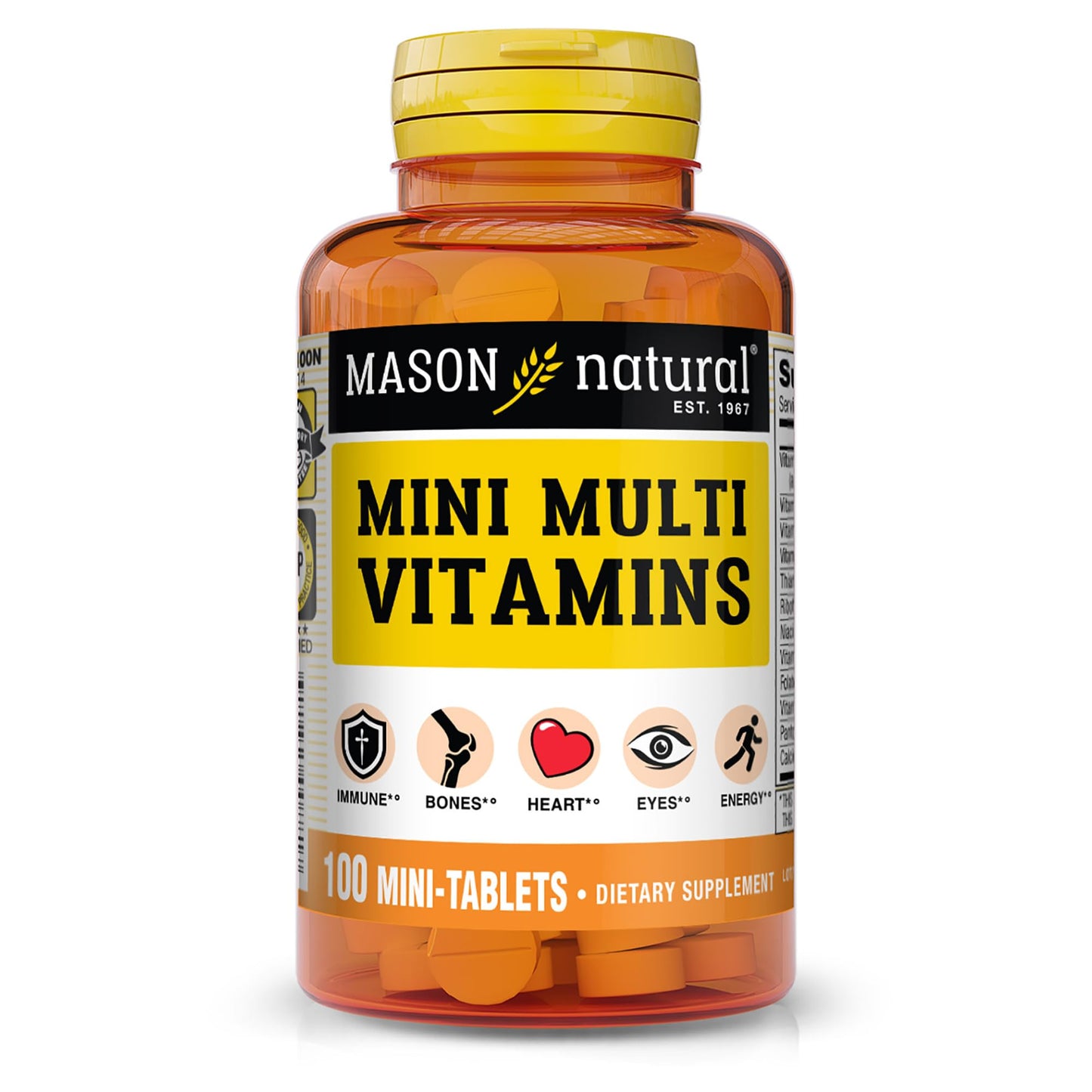 Mason Natural Mini Multivitamin with Iron Tablet, 100 Count