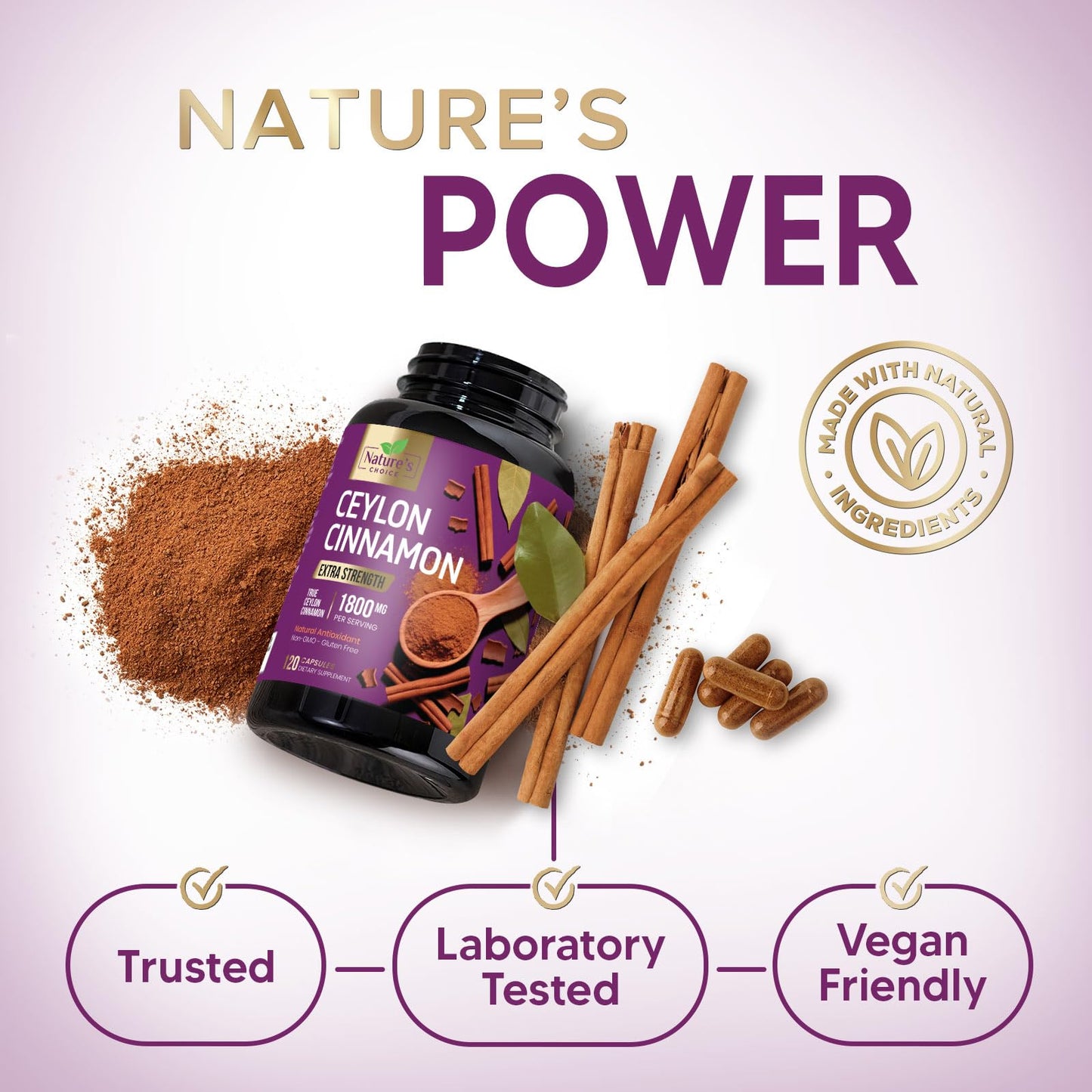 Nature's Choice Ceylon Cinnamon Capsules, 120 Capsules