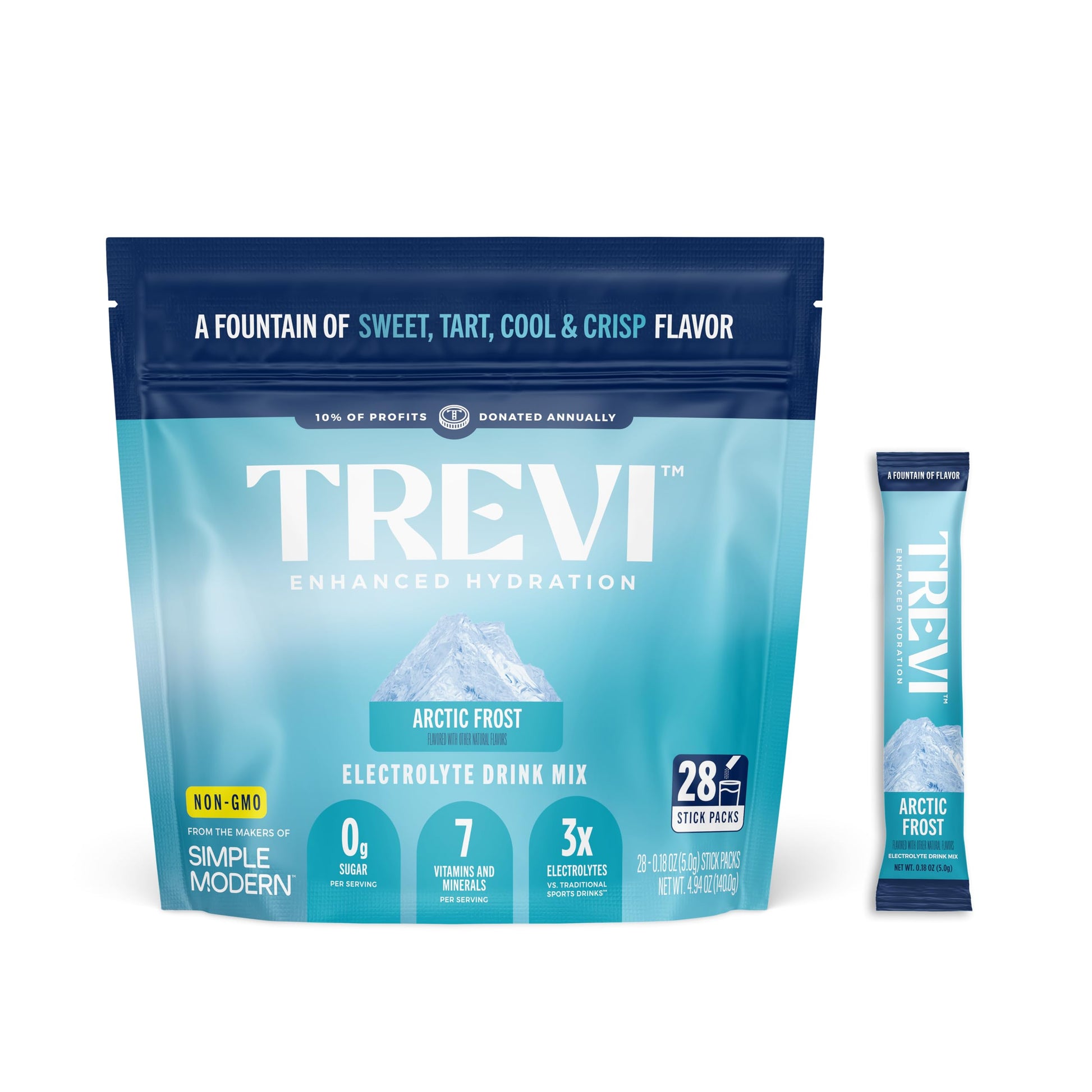 TREVI Electrolytes Powder Packets Arctic Frost, Sugar Free, 28 Servings