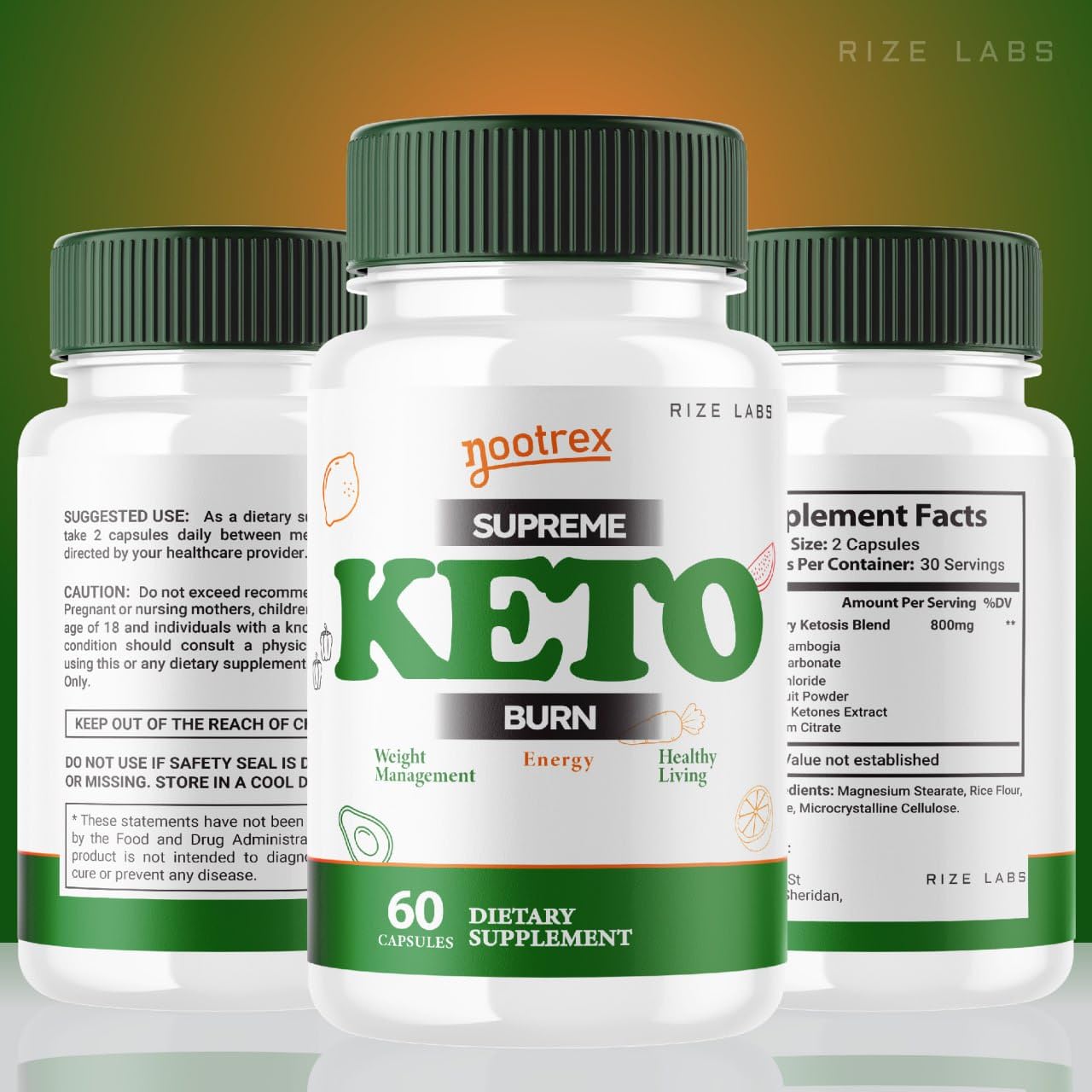 Rize Labs Nootrex Supreme Keto Burn Capsules, 60 Capsules