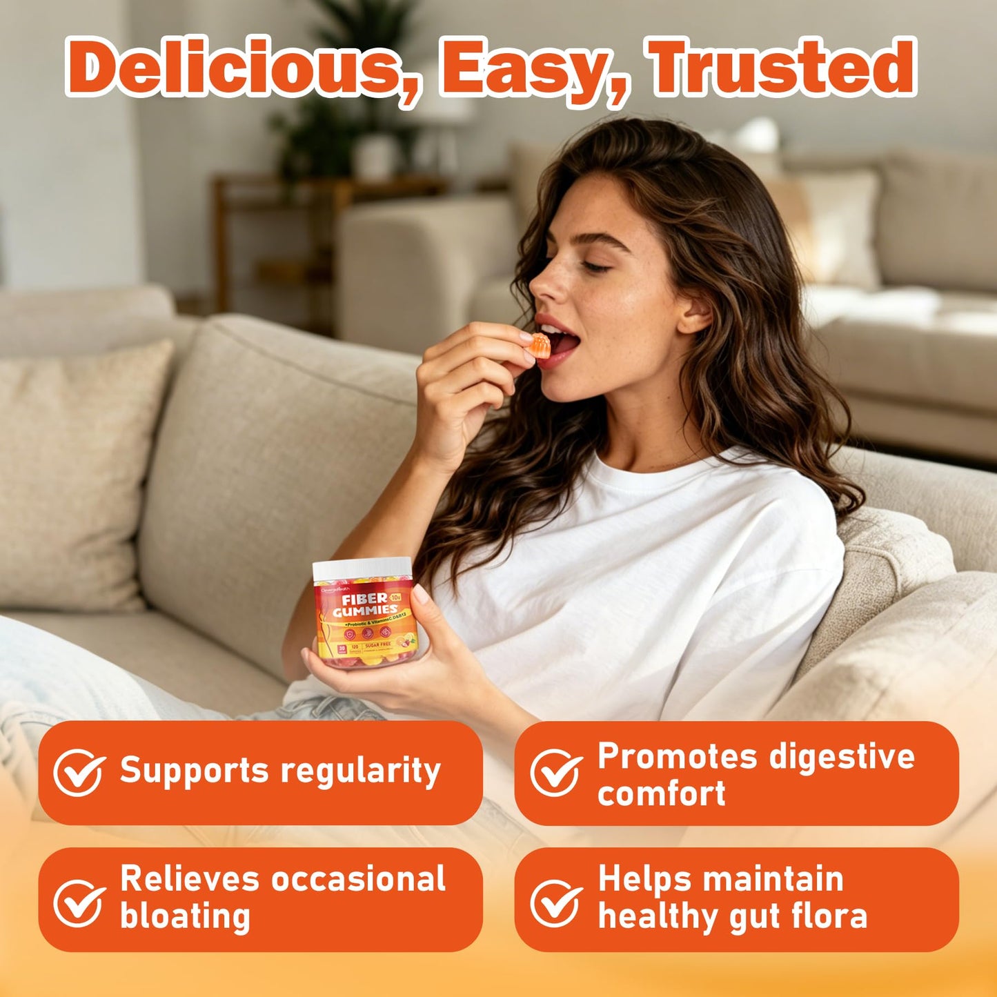 CleverasHealth 10G Fiber for Adults with 30 Billion CFU Probiotics, Vitamins C, D, B12, Electrolytes, Sugar Free, 120 Gummies