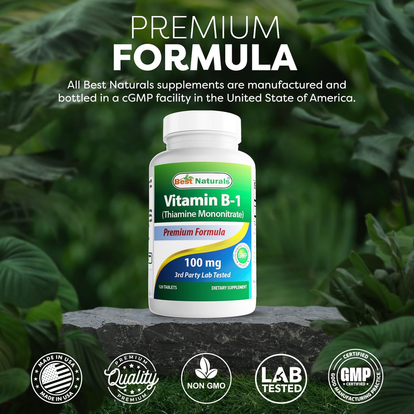 Best Naturals Vitamin B1 Thiamine Mononitrate 100 mg Tablets, 120 Count