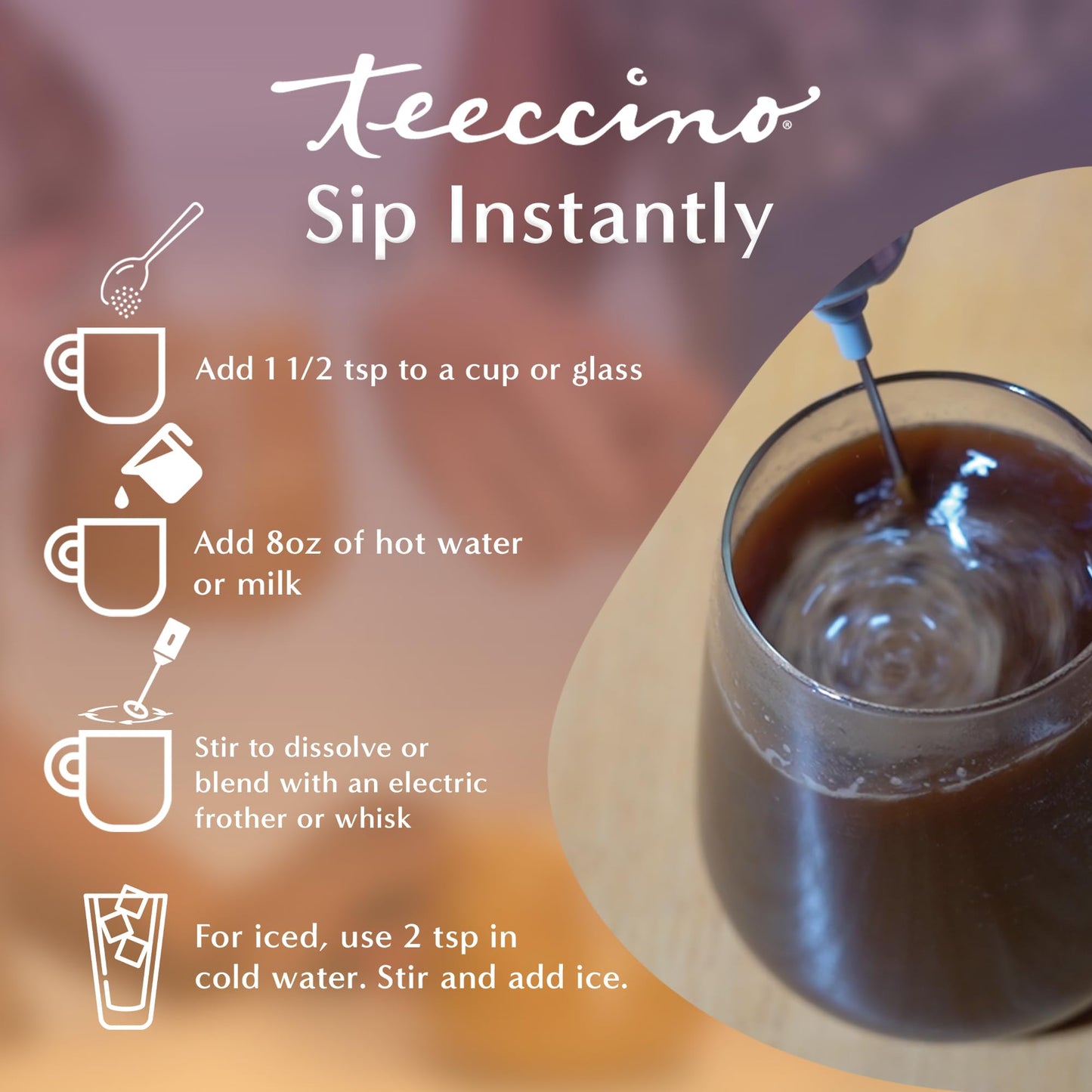 Teeccino Instant Organic Hazelnut Herbal Coffee Powder, 3.5 Ounce