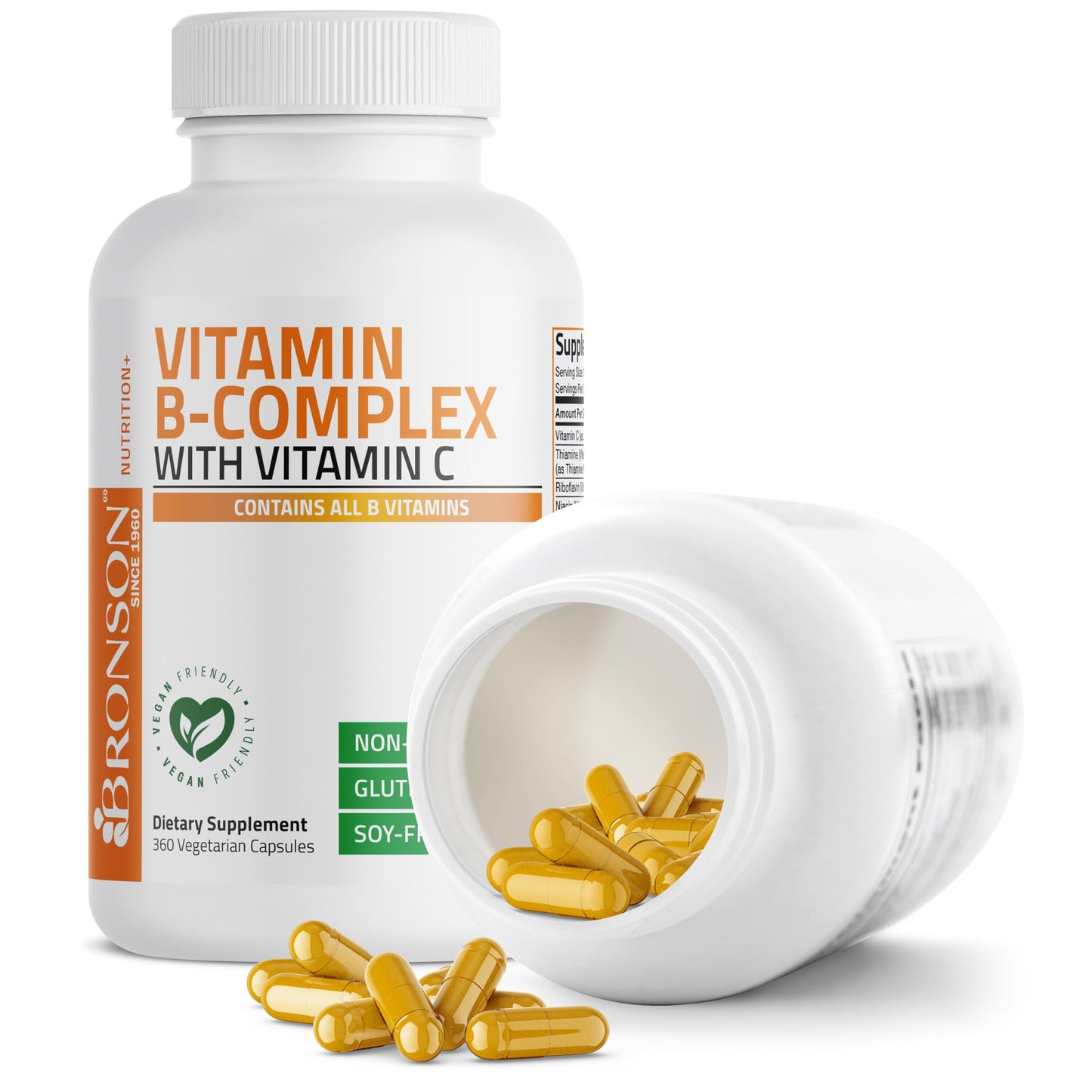 Bronson Vitamin B Complex with Vitamin C - Immune Health, Energy Support & Nervous System Support - Non-GMO, 360 Vegetarian Capsules