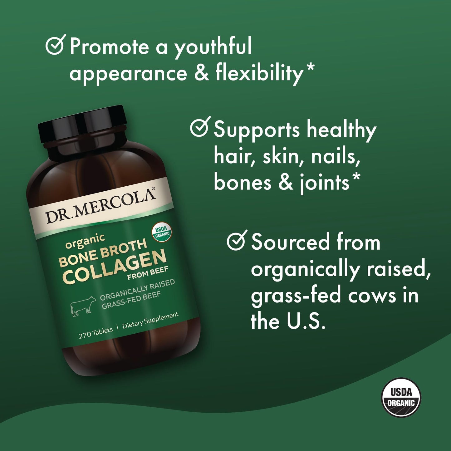 Dr. Mercola Organic Bone Broth Collagen Tablets 270