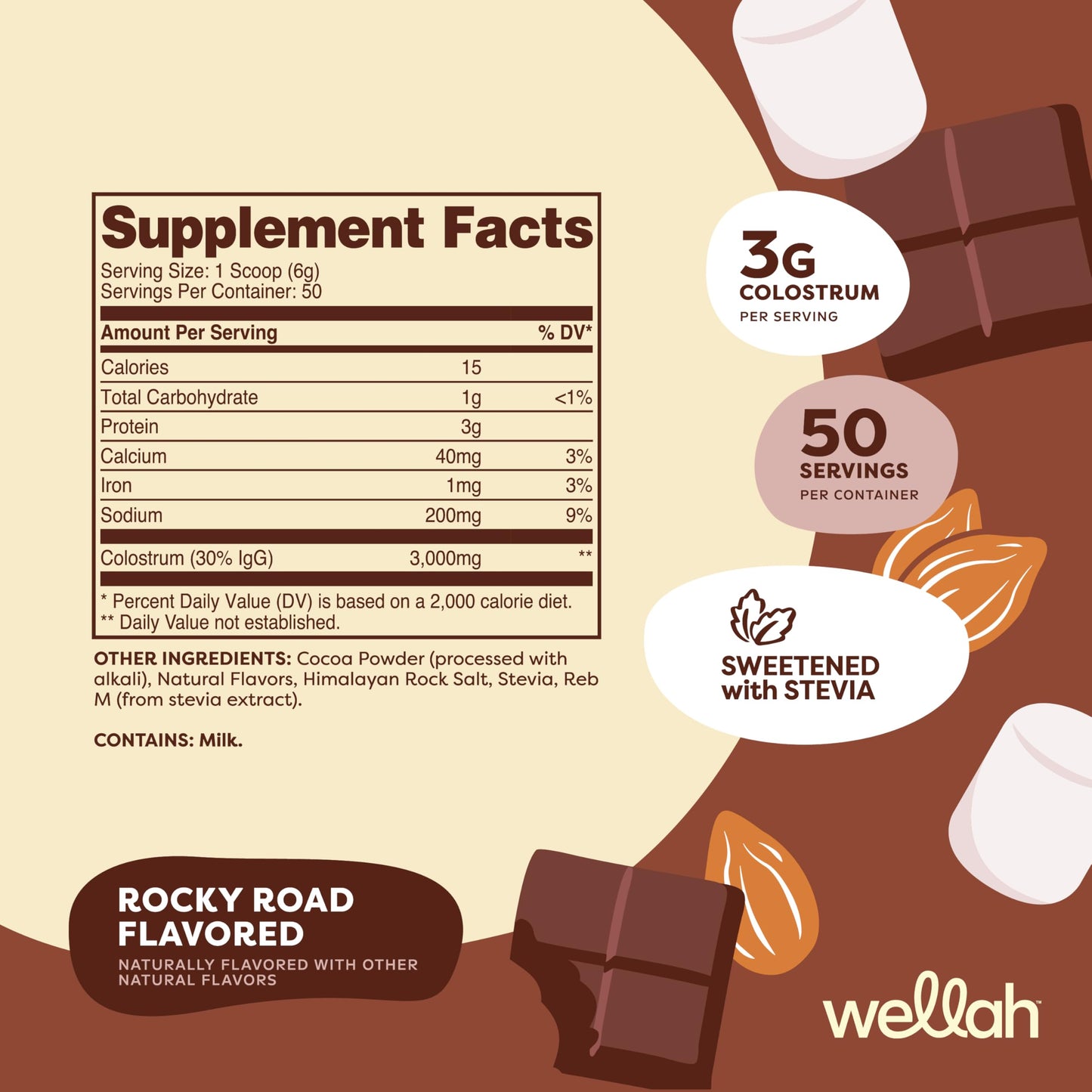 Wellah Colostrum Powder 50 Servings, 9.8 oz